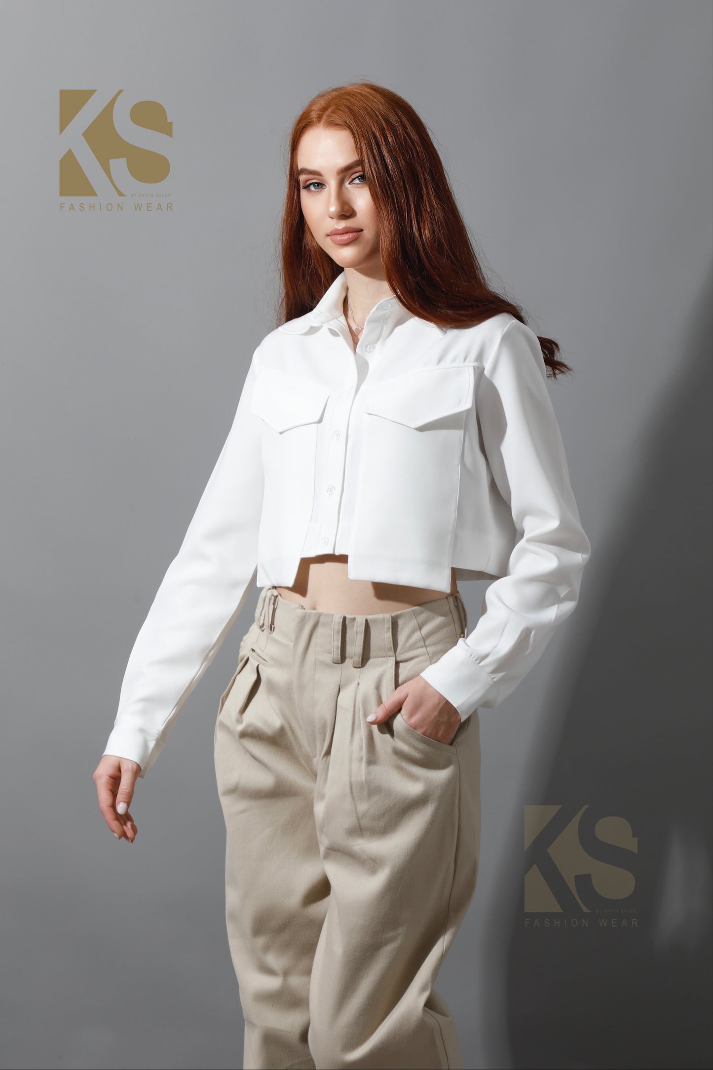 High Rise Paper-Bag Pants - Light Beige