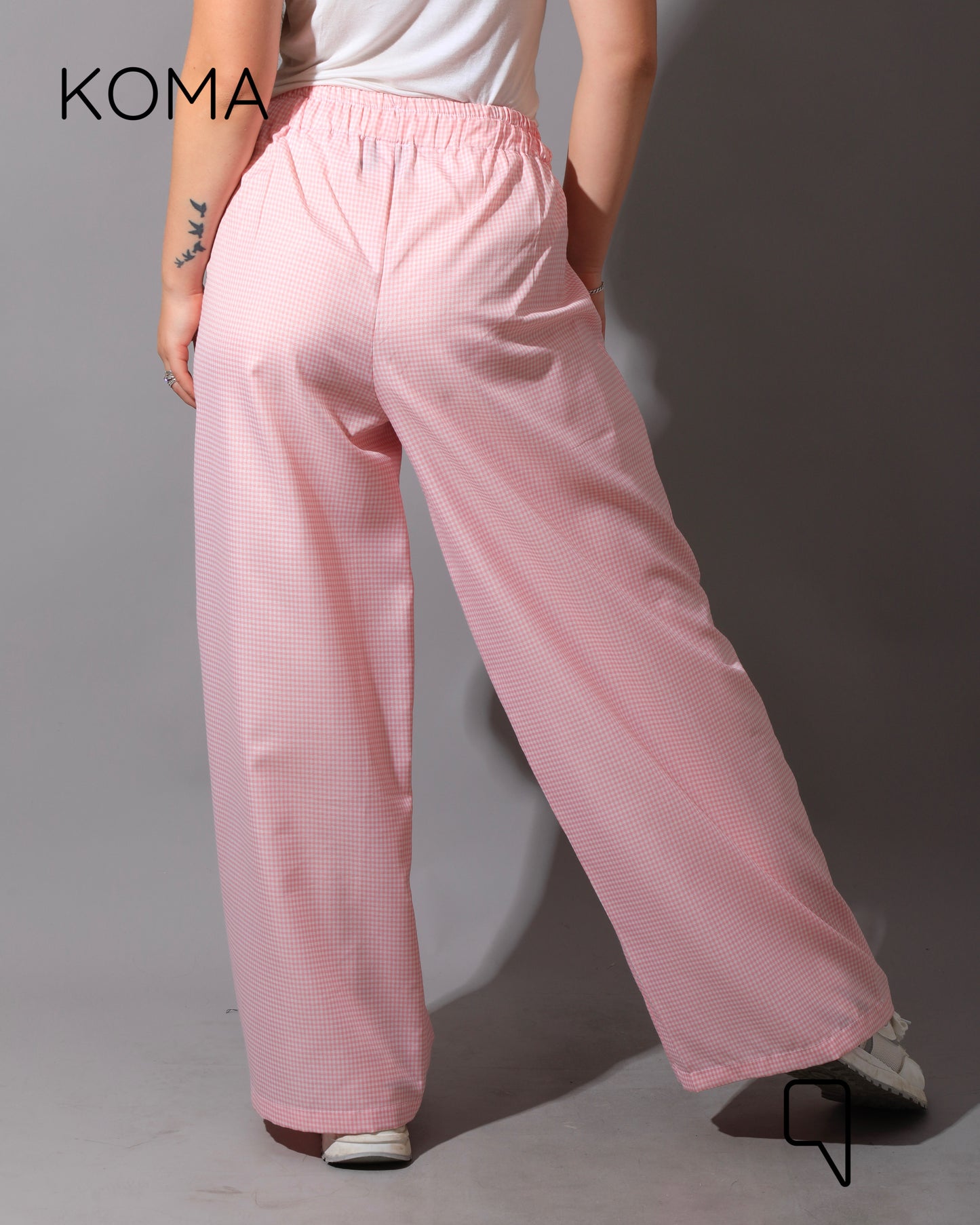 Plaid Straight Leg trousers - Plaid Pink