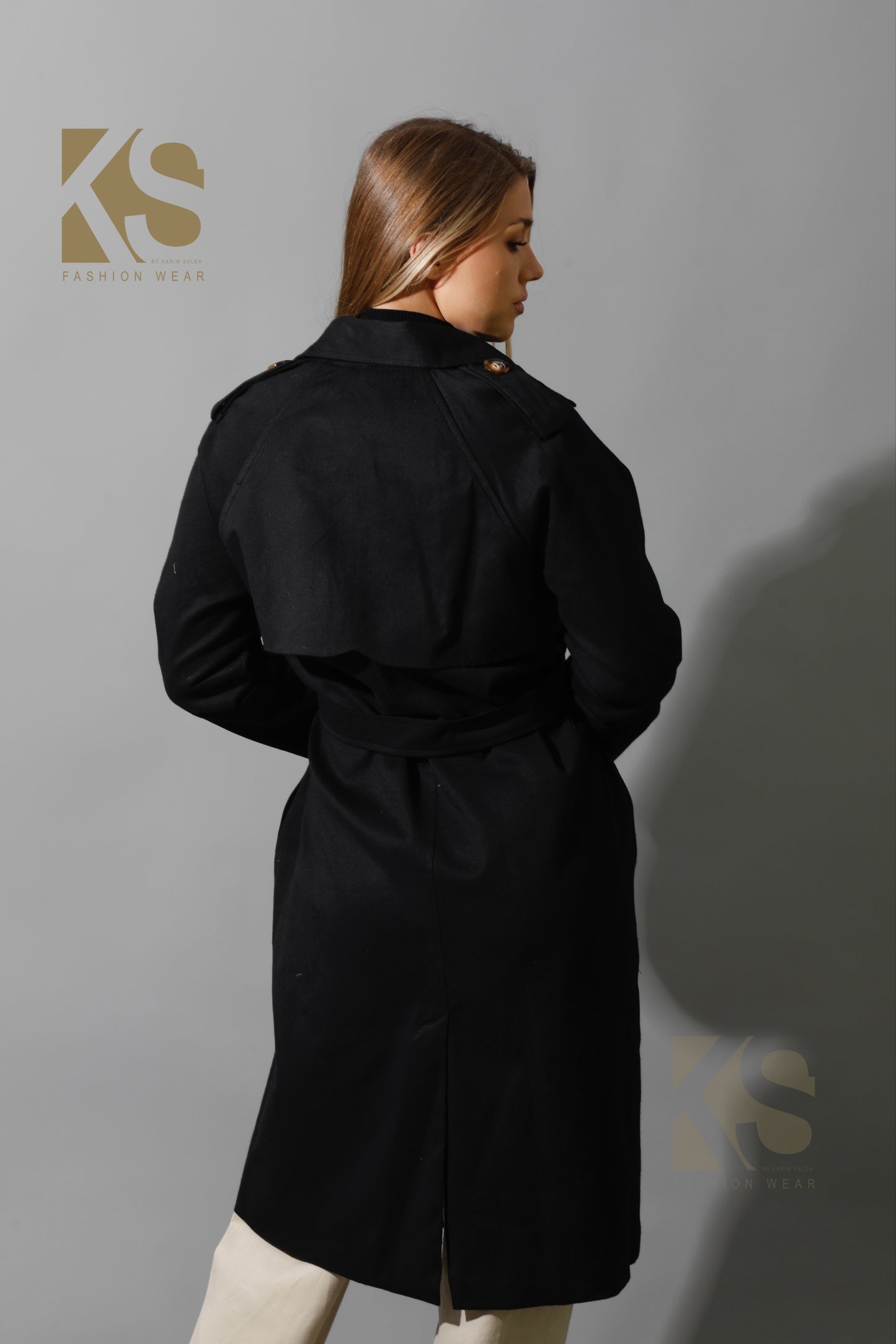 Wrapped Belted Trench Coat - Black