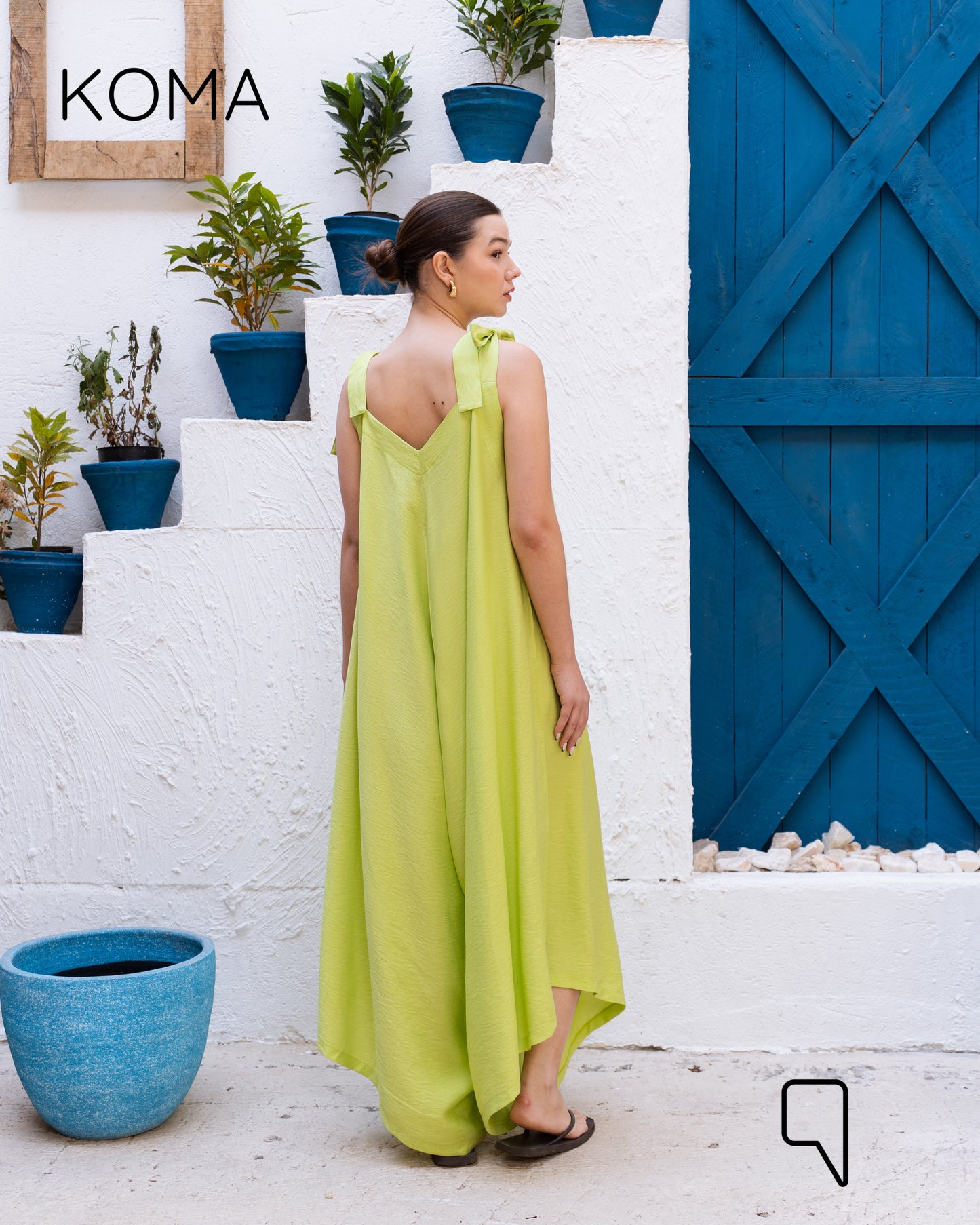 Tied Up Lose Jumpsuit - Lime Green