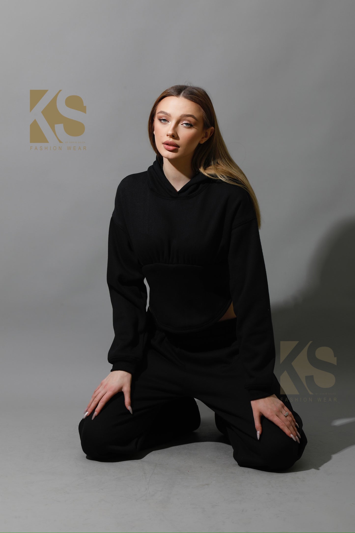 Corset Hoodie Set - Black
