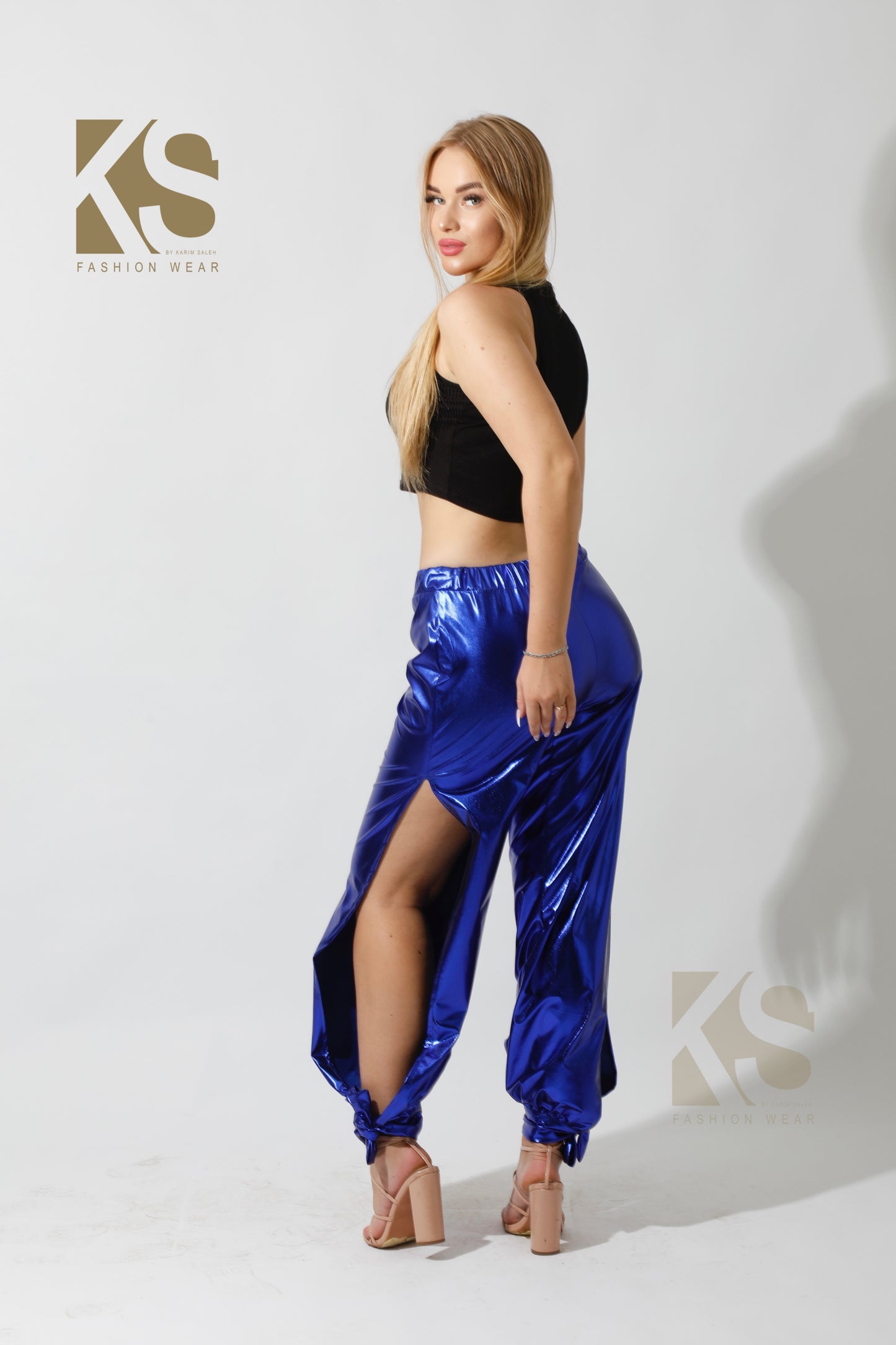Side Slit Trousers - Electric Blue