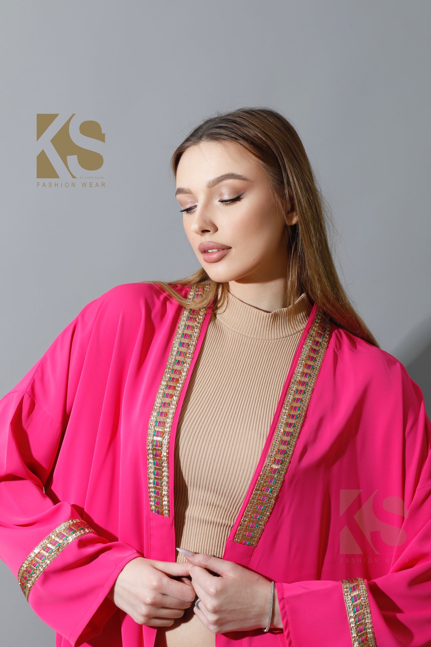 Long CBH Kaftan - Barbie Pink