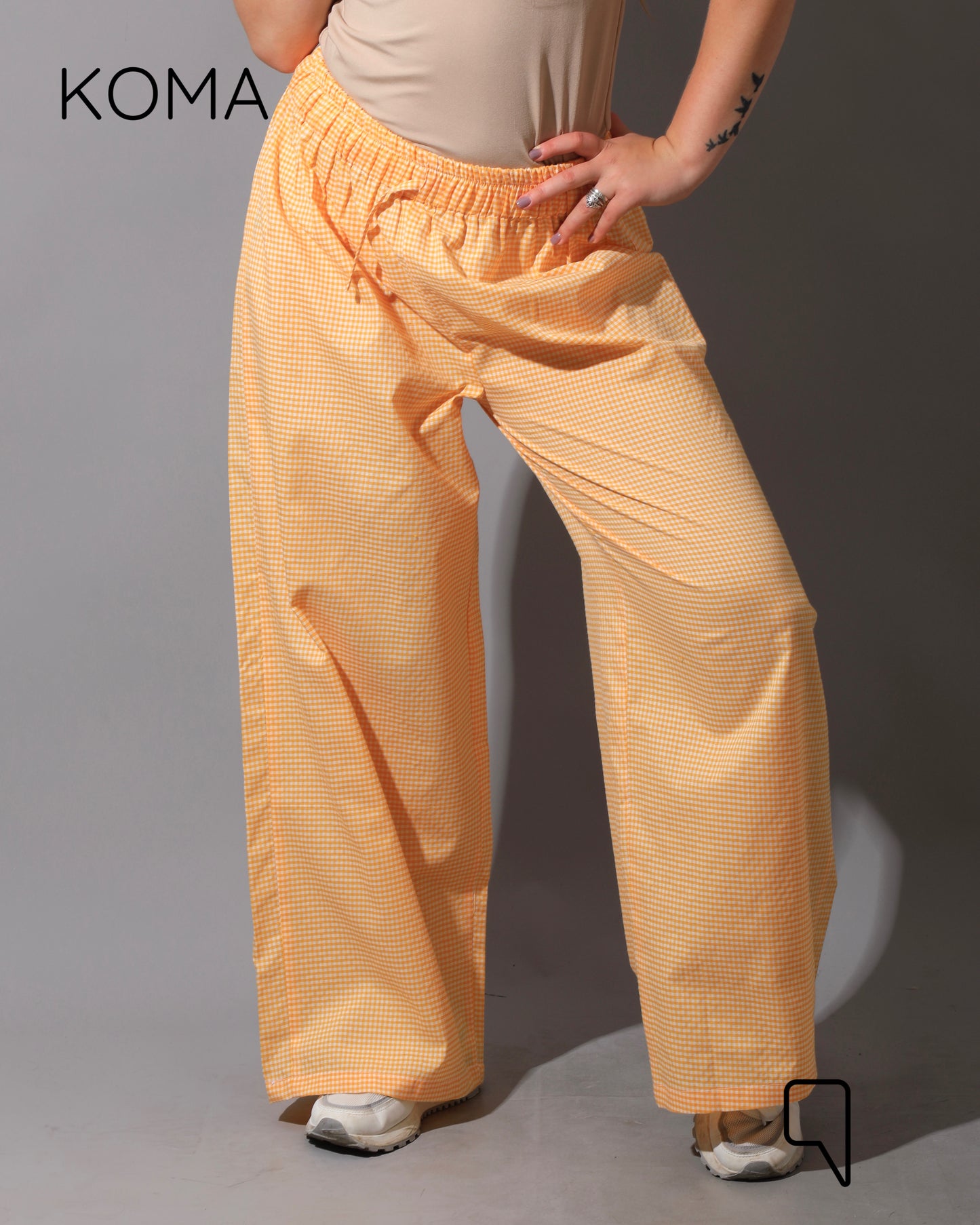 Plaid Straight Leg trousers - Plaid Yellow