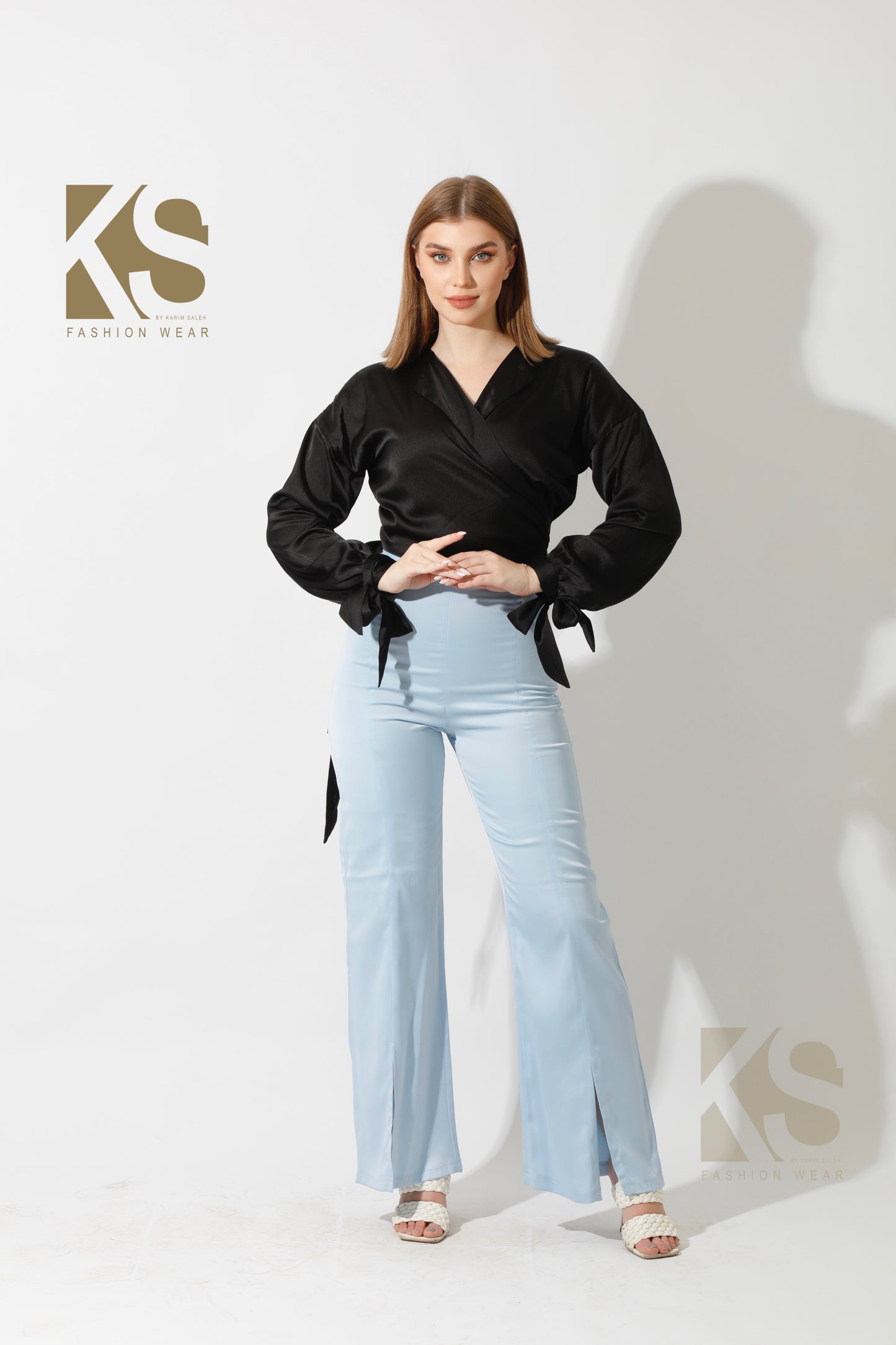 Wrap Tie Blouse - Black