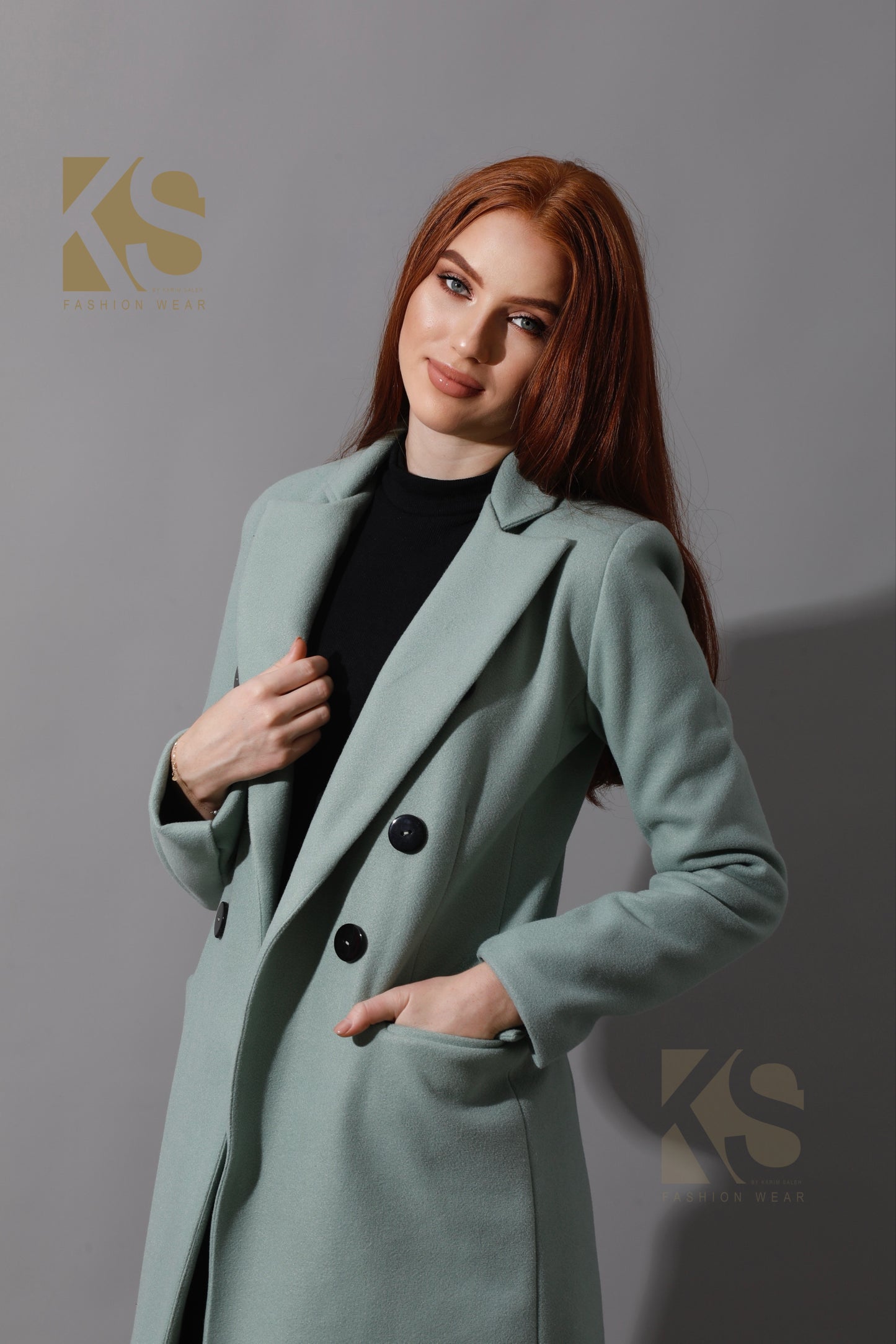 Front Open Coat - Mint Green