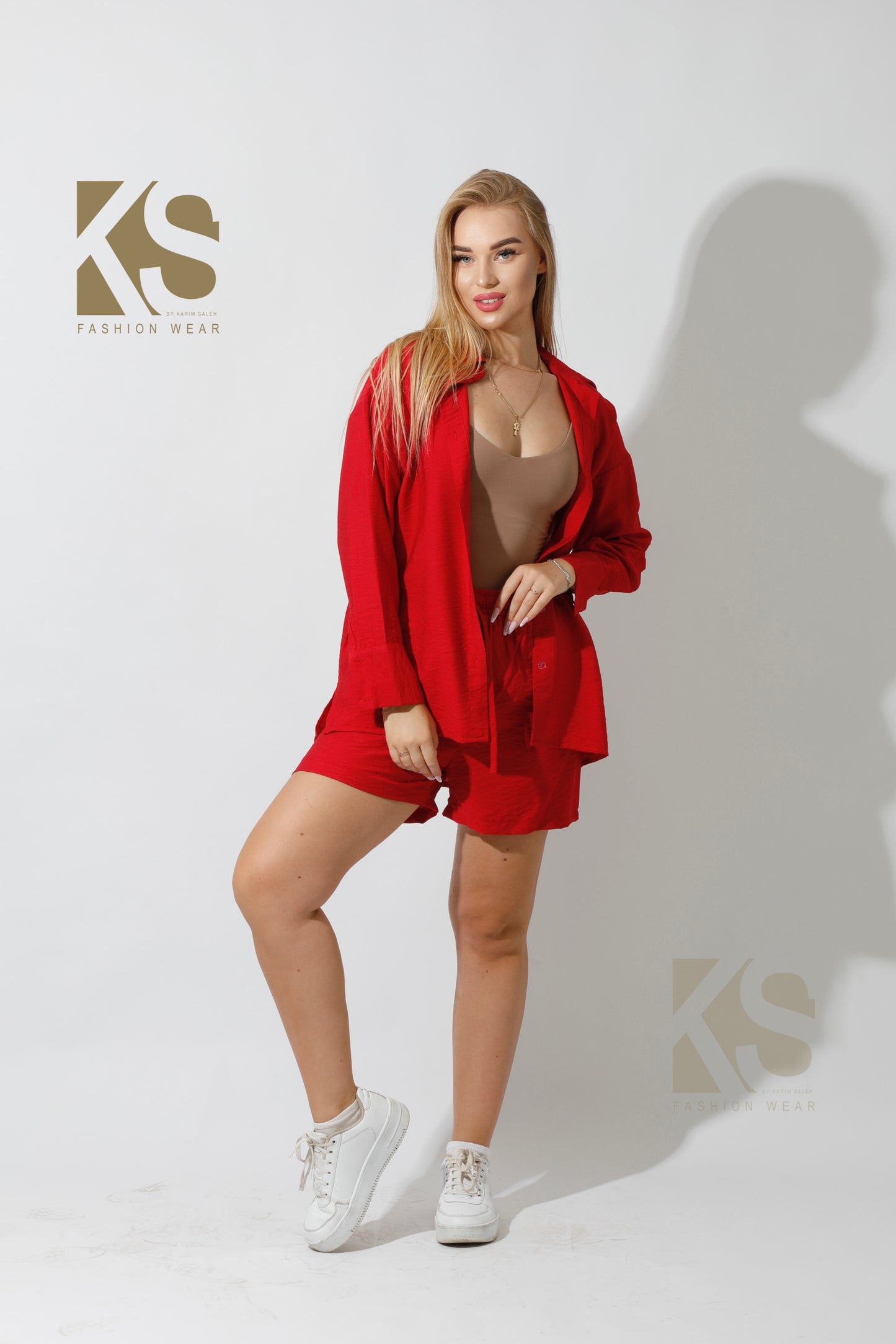 Lose Fit Shirt & Shorts Set - Red