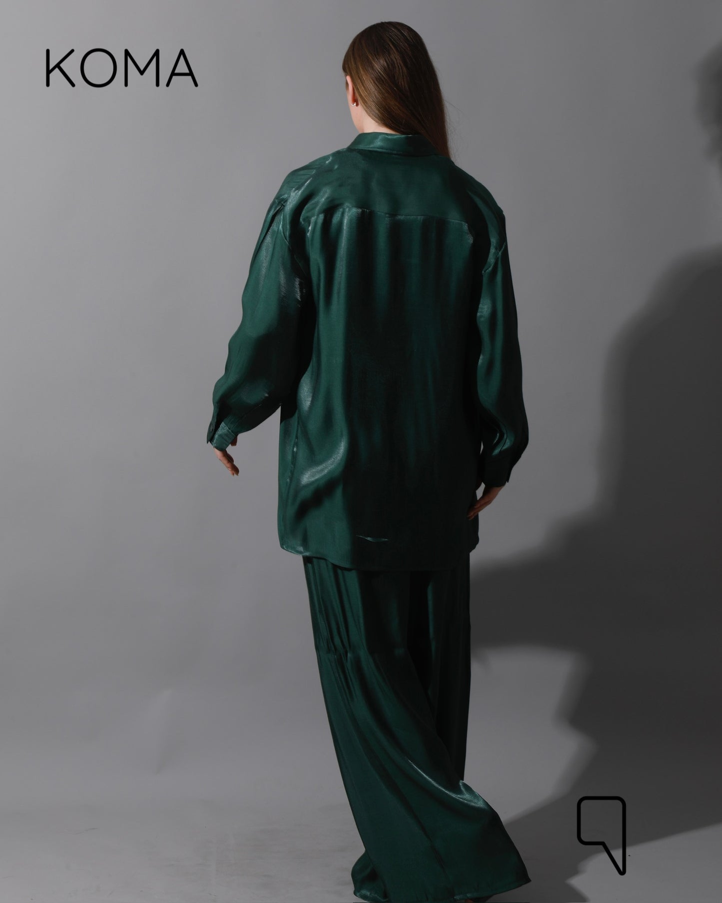 Shemer Long Shirt & Wide Leg Trousers Set - Olive