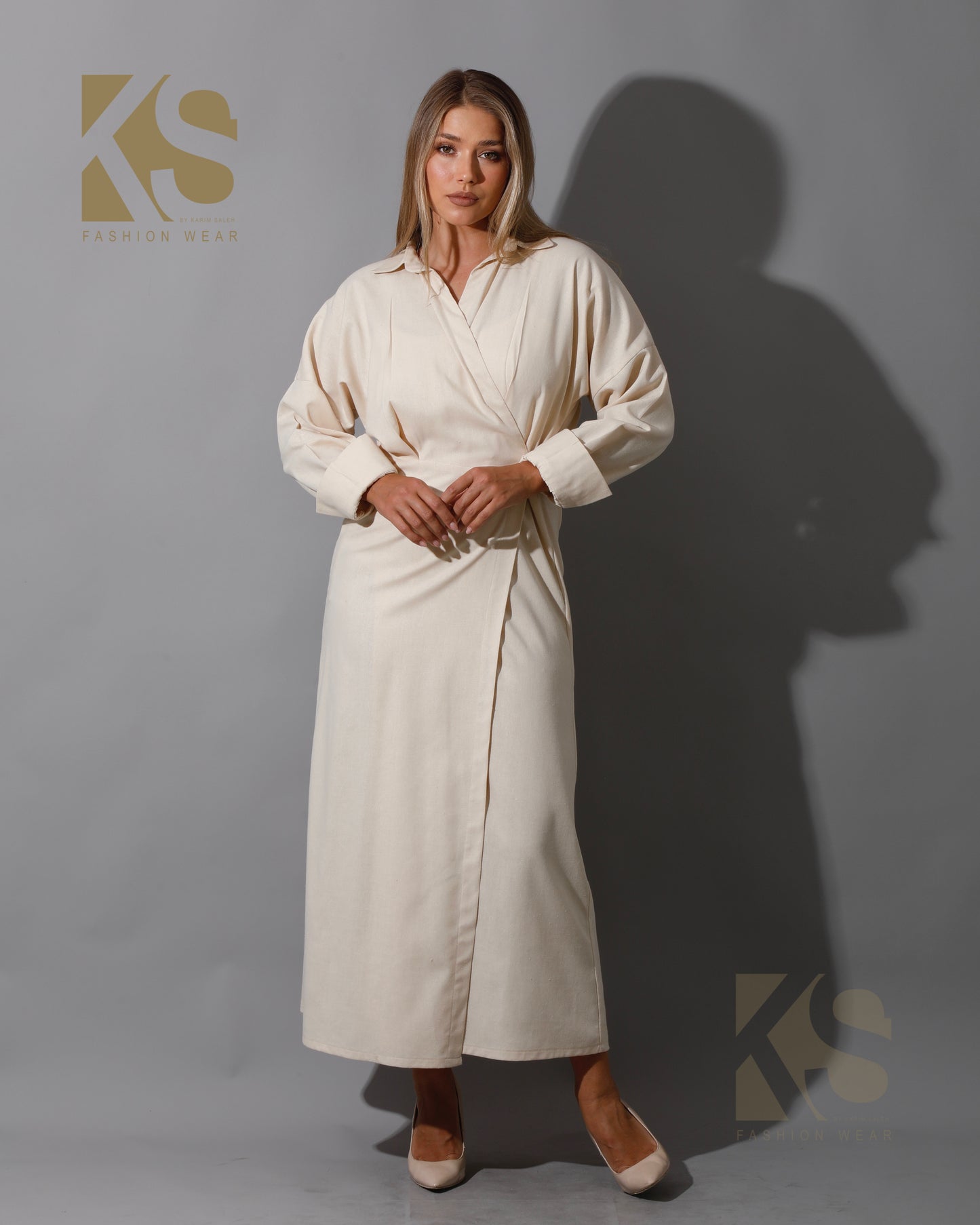 Wrapped Maxi Dress - Beige