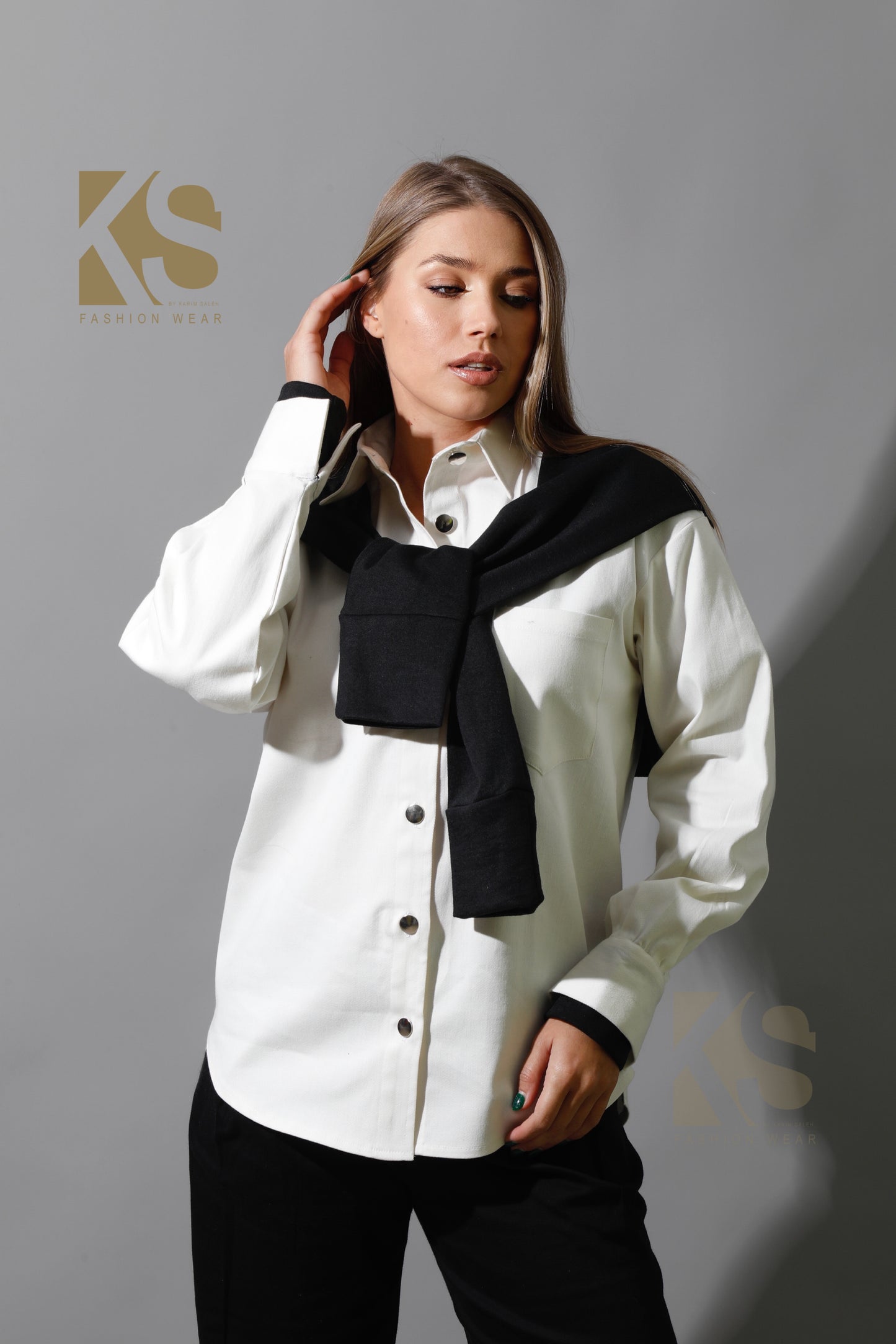 Double Sleeved Shirt - White & Black