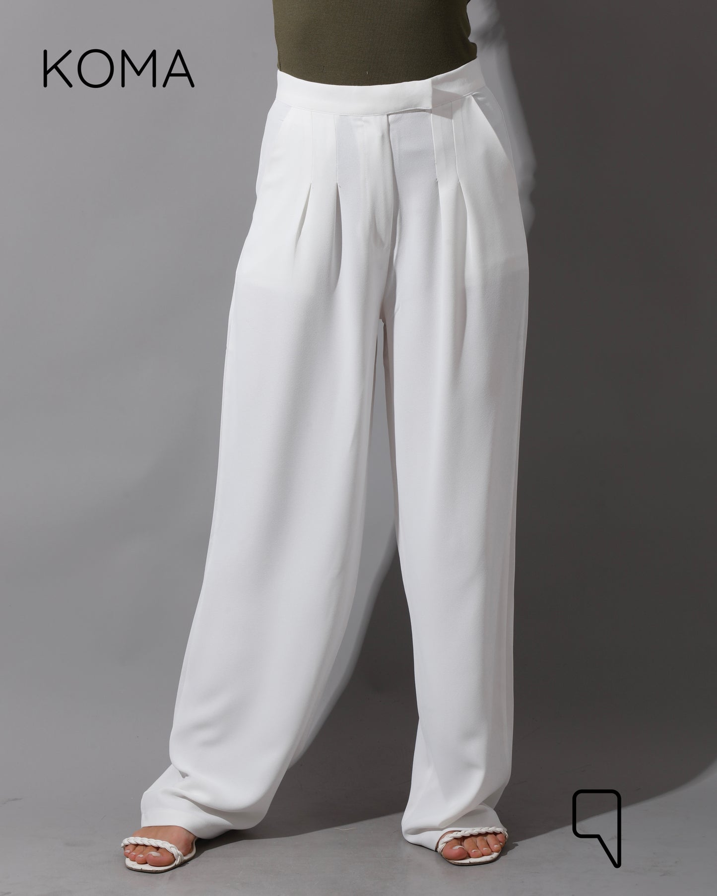 High Waist Straight Leg Trousers - White