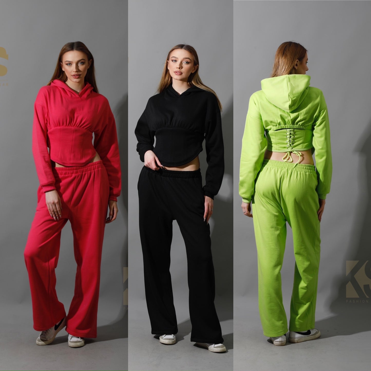 Corset Hoodie Set - Lime Green