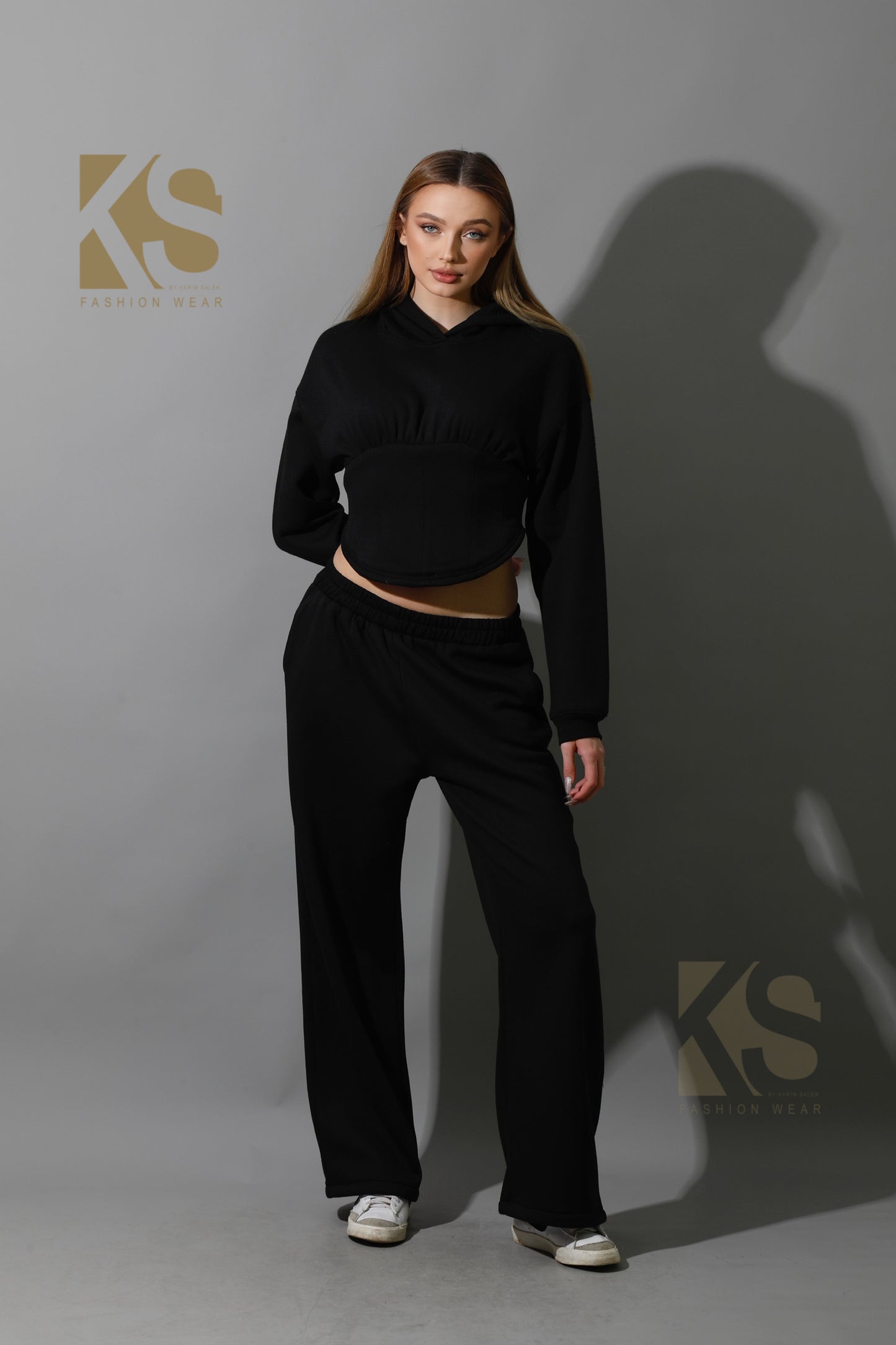 Corset Hoodie Set - Black