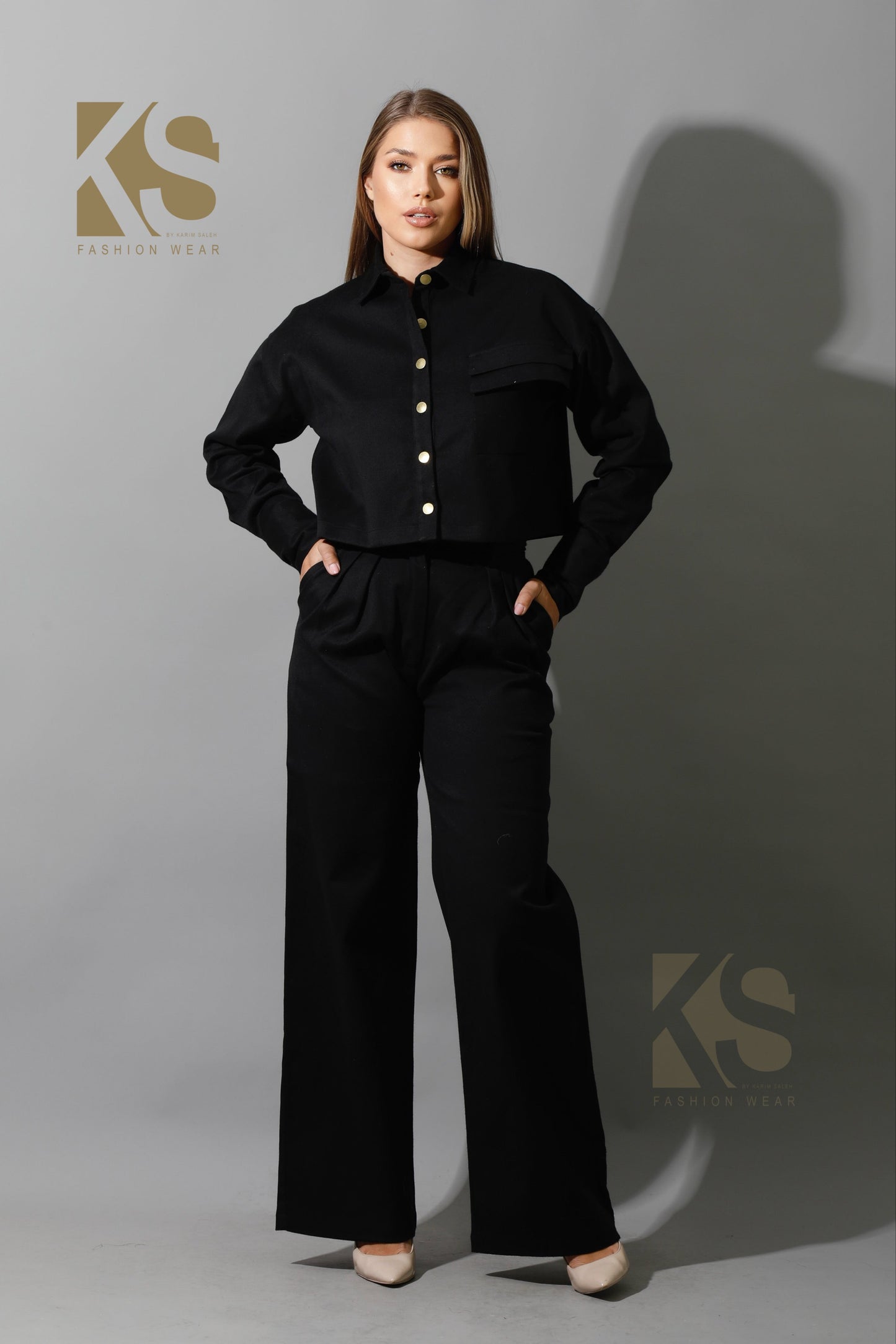 Co-ord Cropped Shirt - Black