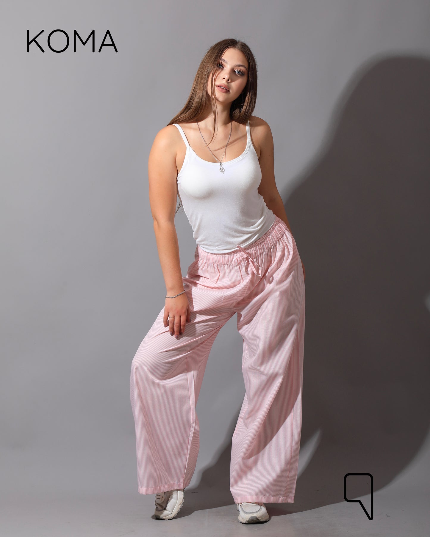 Striped Straight Leg trousers - Striped Pink