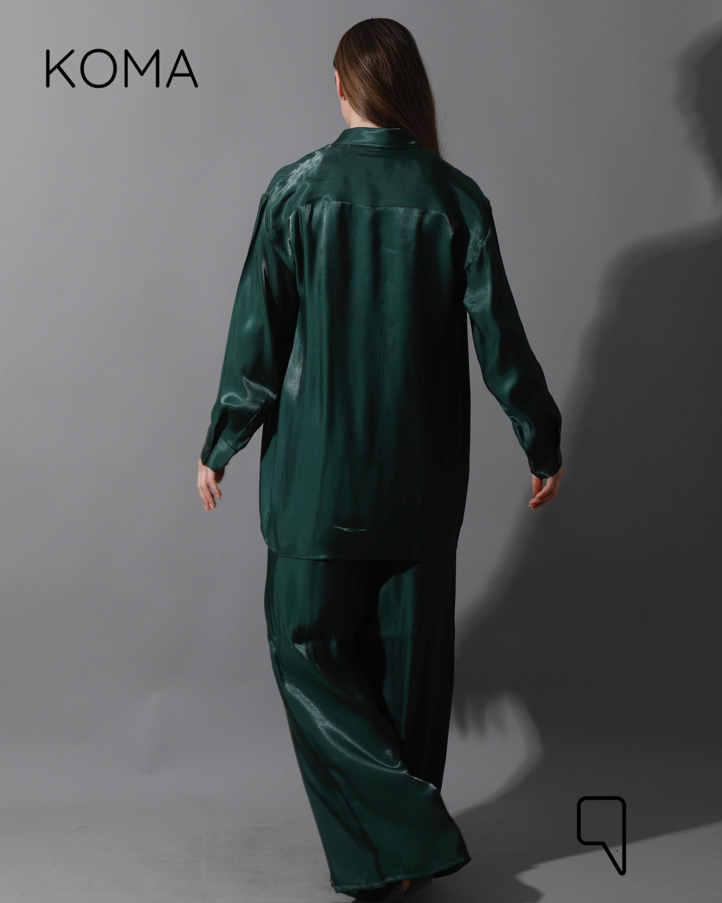 Shemer Long Shirt & Wide Leg Trousers Set - Olive