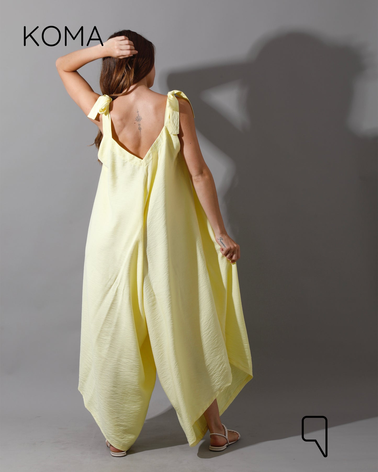 Tied Up Lose Jumpsuit - Dusty Yellow