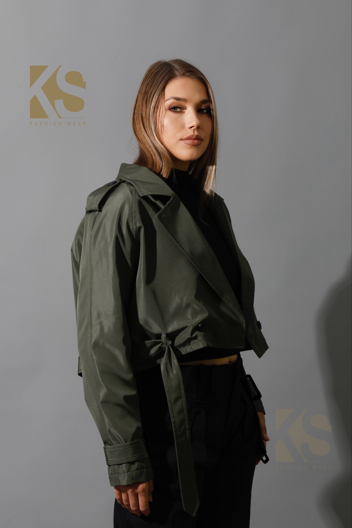 Double Breasted Trench Jacket - Olive