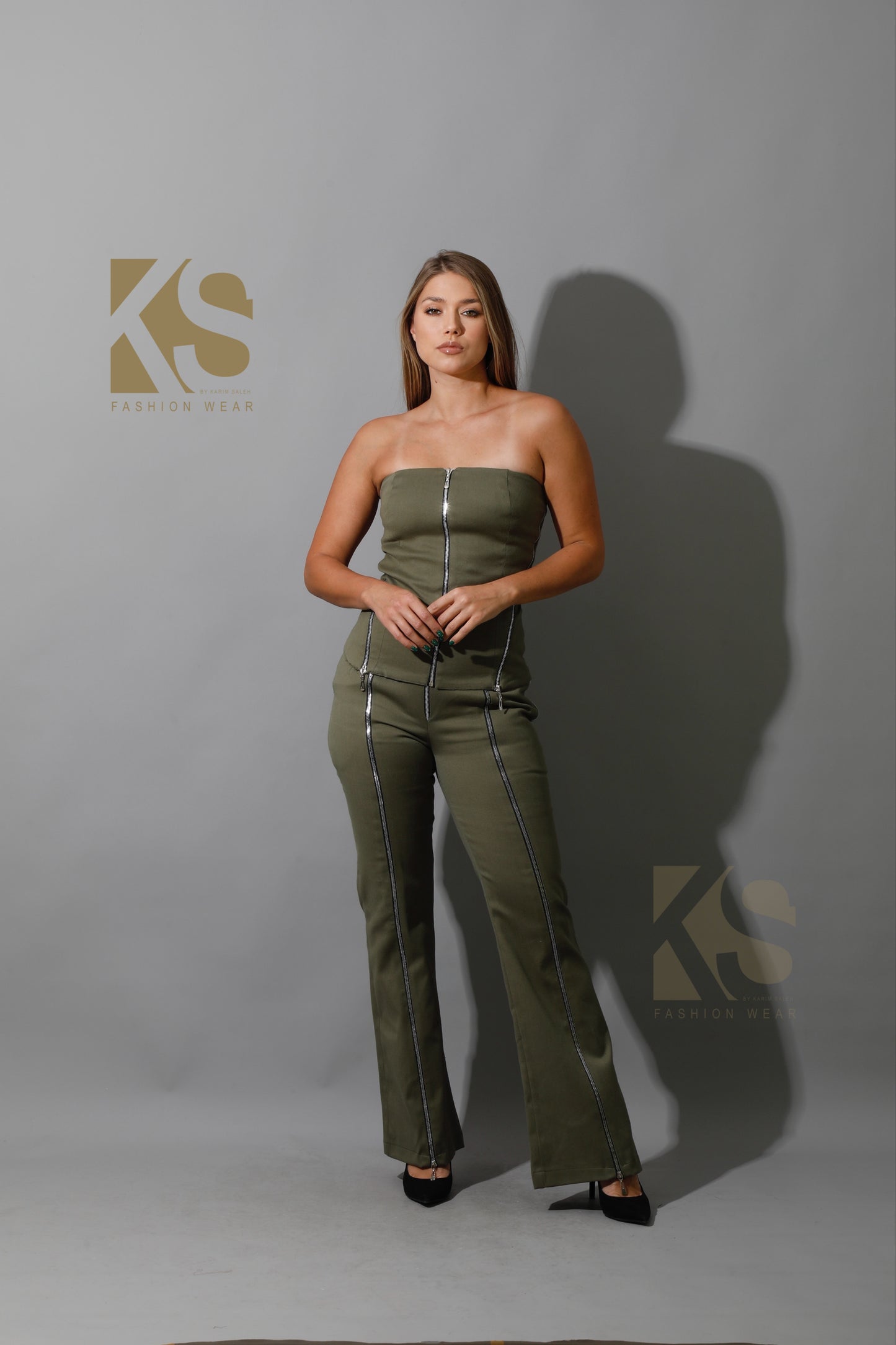 Co-Ord BootCut pants - Olive