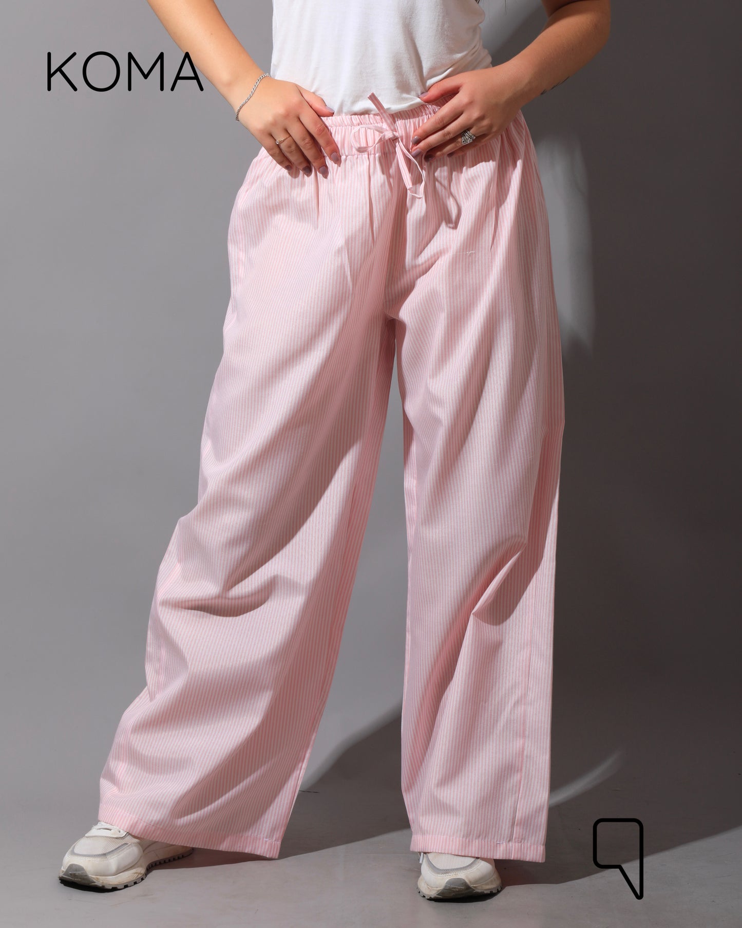 Striped Straight Leg trousers - Striped Pink