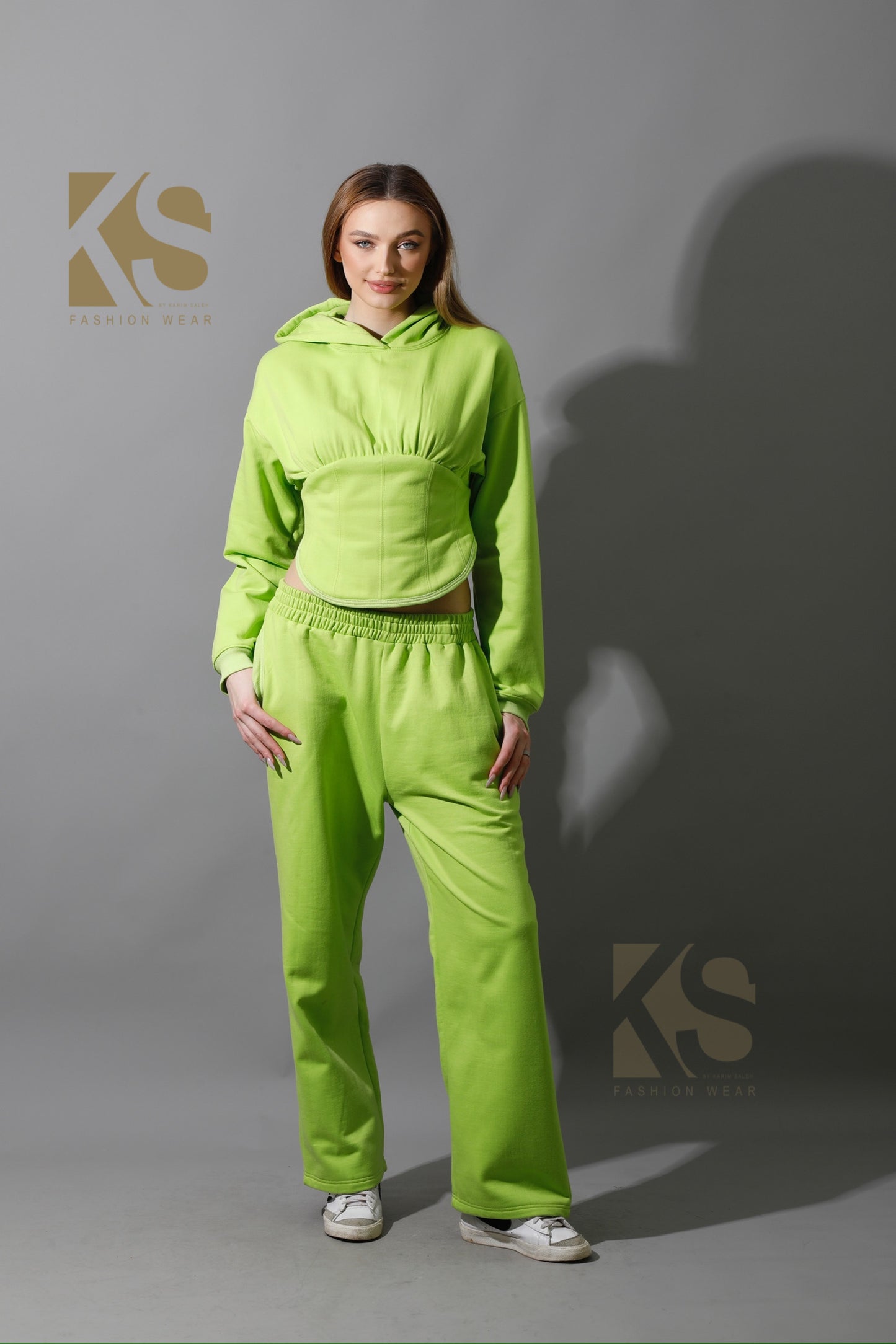 Corset Hoodie Set - Lime Green