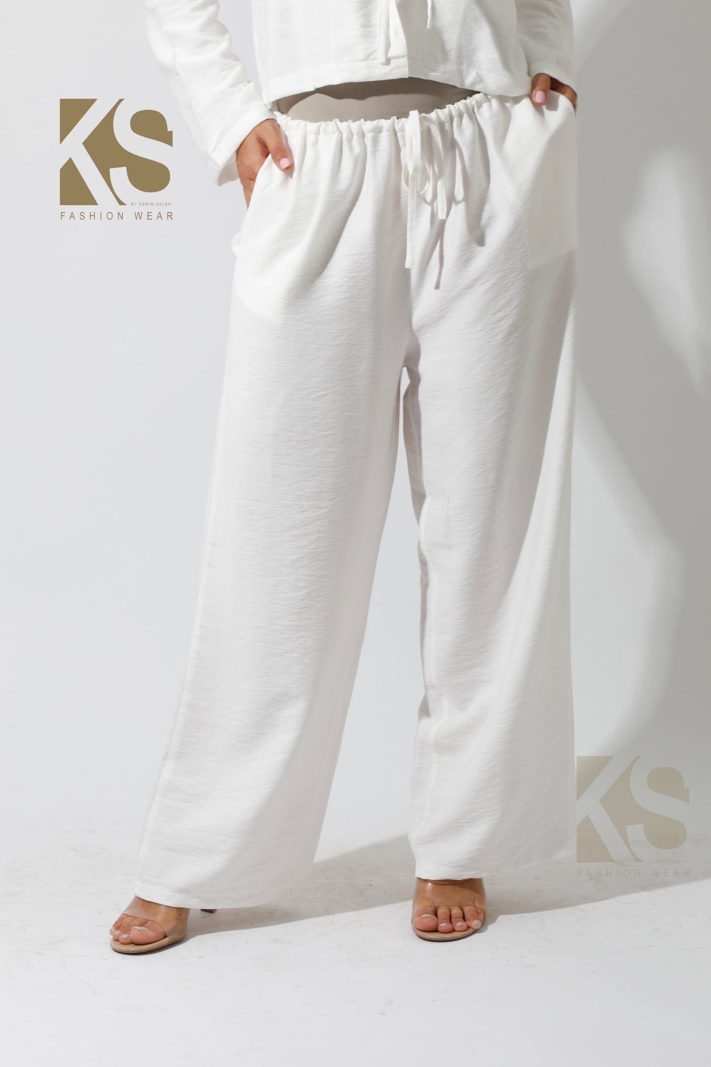 Co-Ord Lose Tied Pants - White
