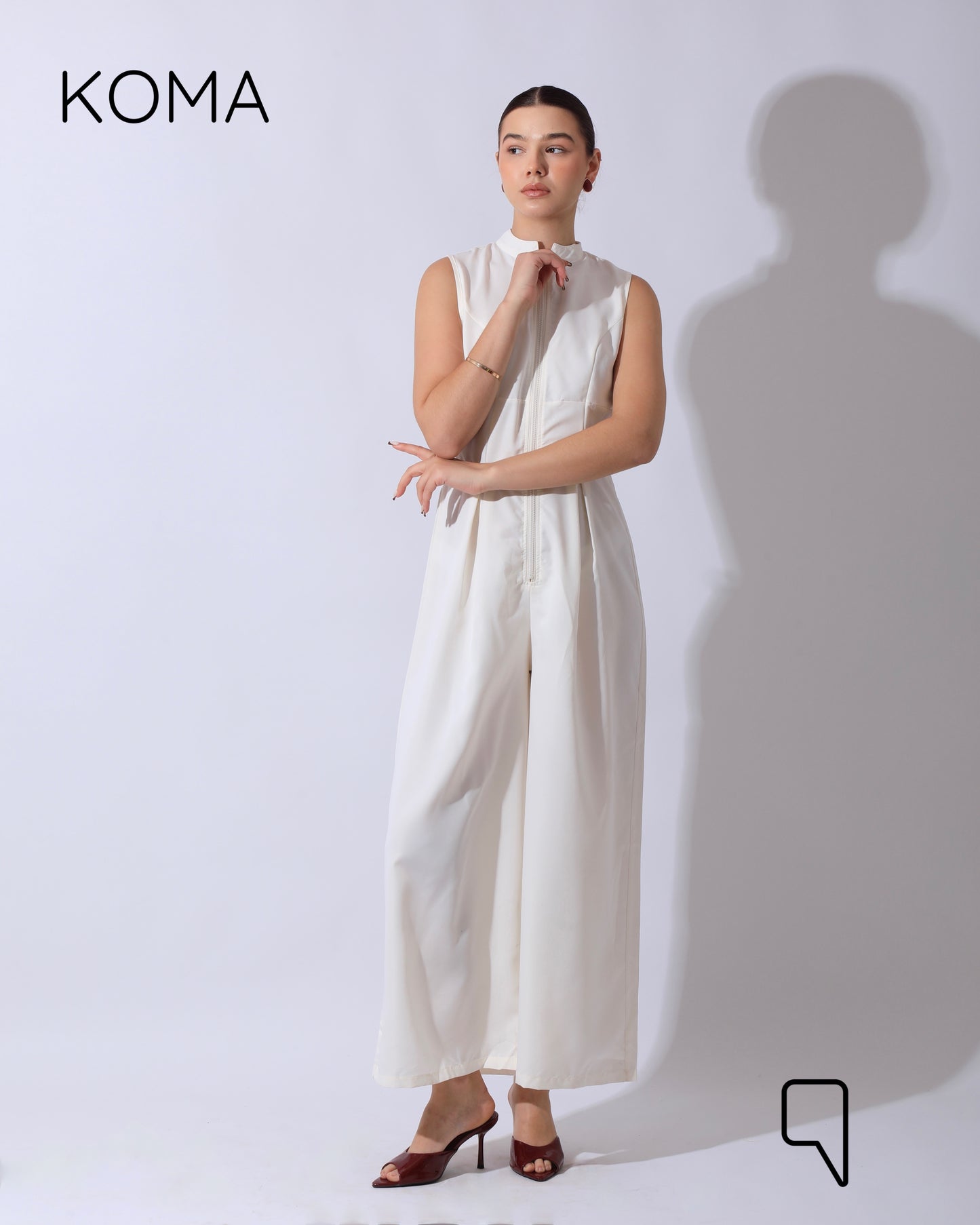 Olivia Sleeveless Wide Leg Jumpsuit - Offwhite