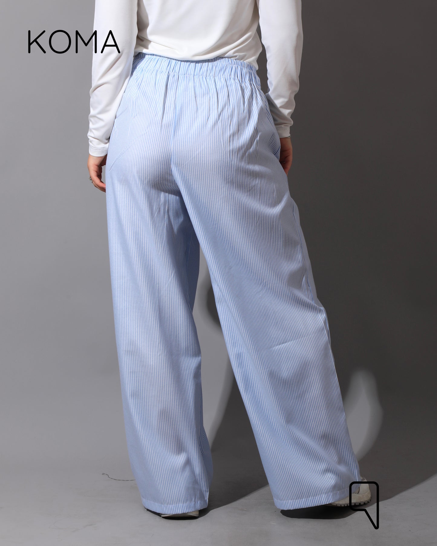 Striped Straight Leg trousers - Striped Baby Blue