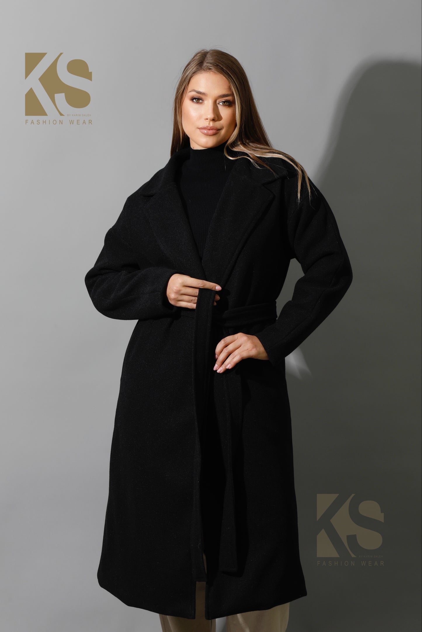 Oversized Wrapped Coat - Black