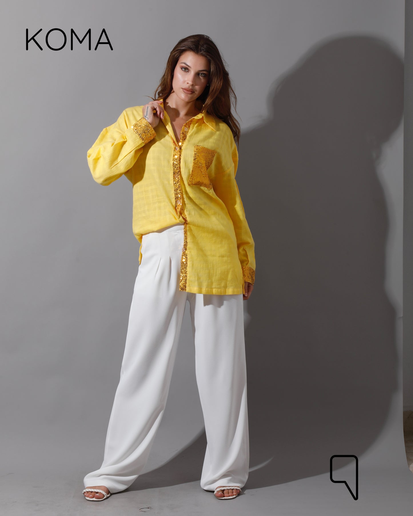 Glitter Long Sleeves Shirt - Yellow