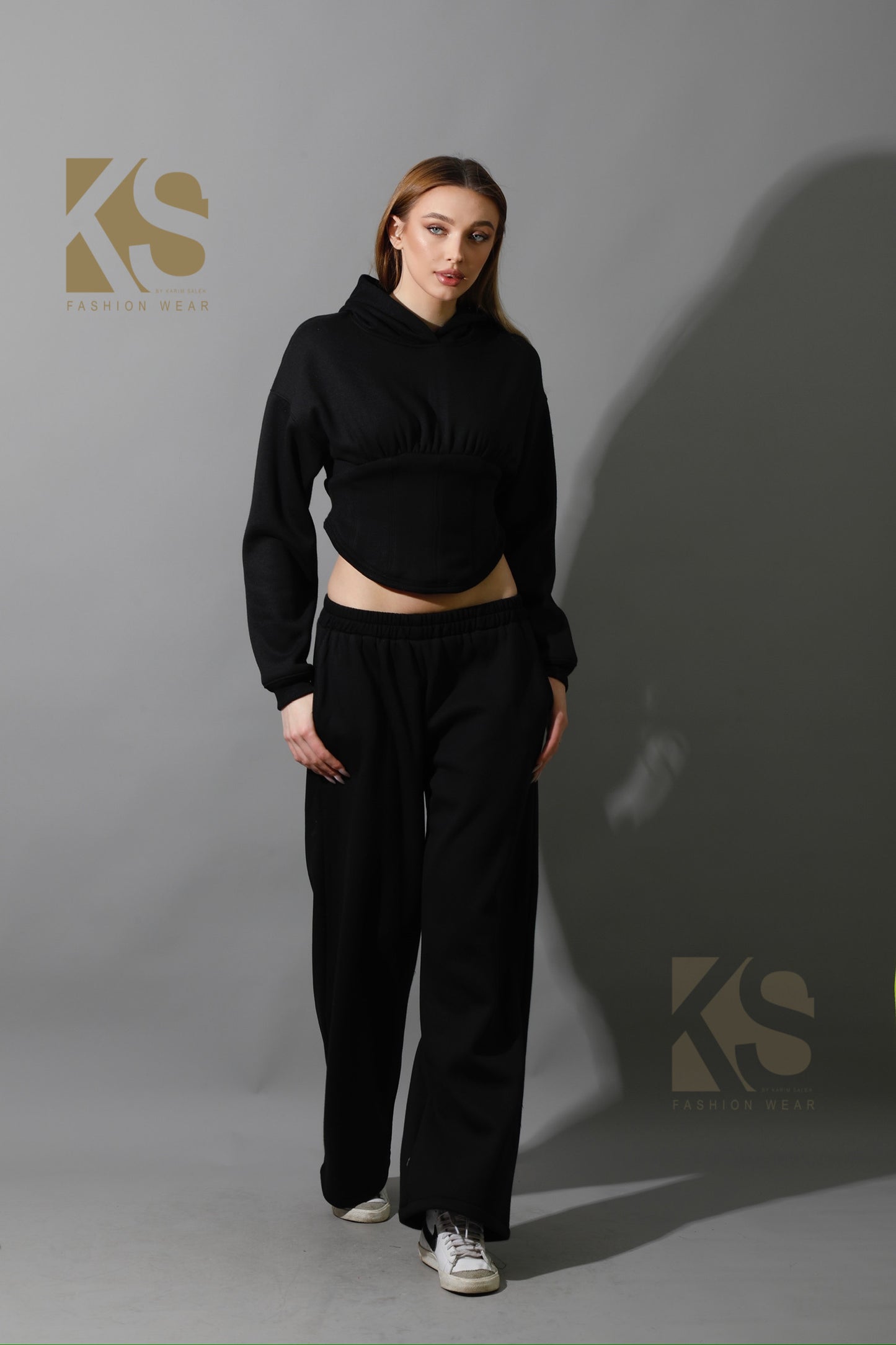 Corset Hoodie Set - Black