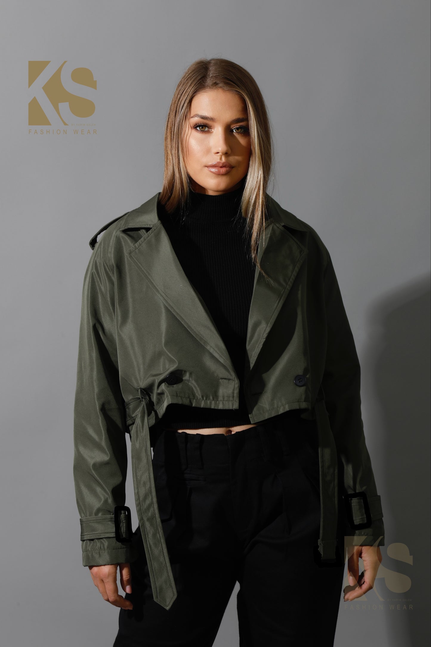 Double Breasted Trench Jacket - Olive