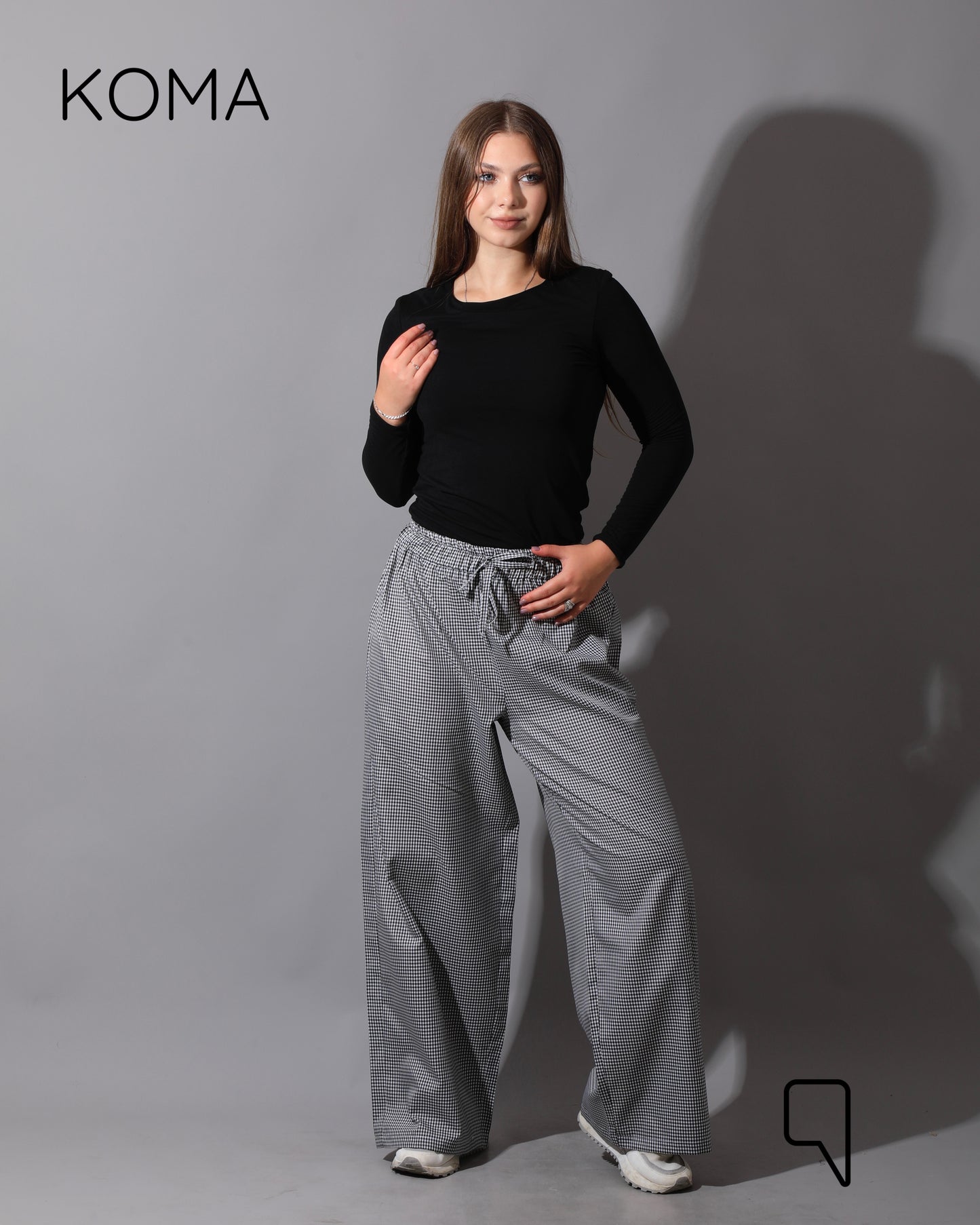 Plaid Straight Leg trousers - Plaid Black