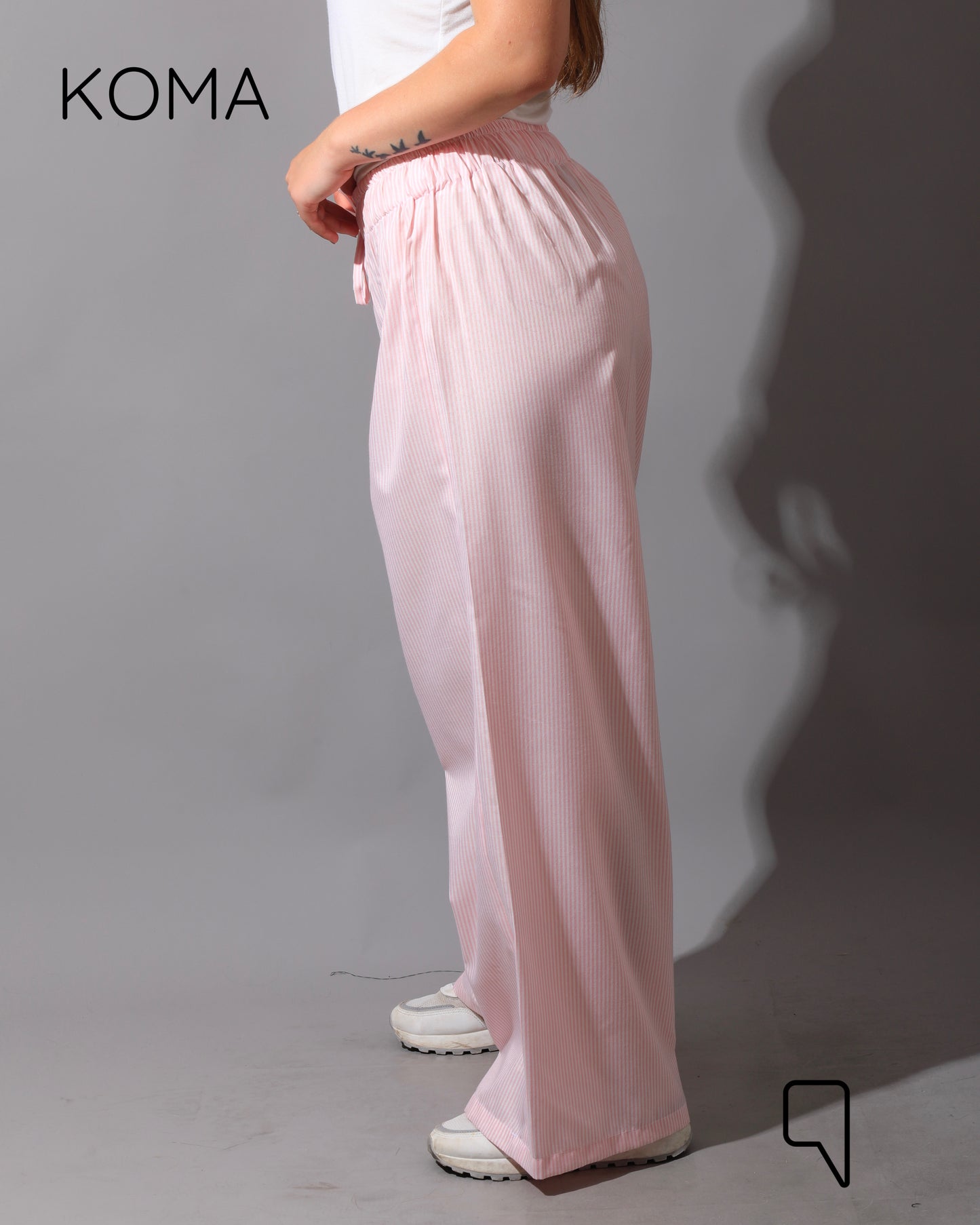 Striped Straight Leg trousers - Striped Pink