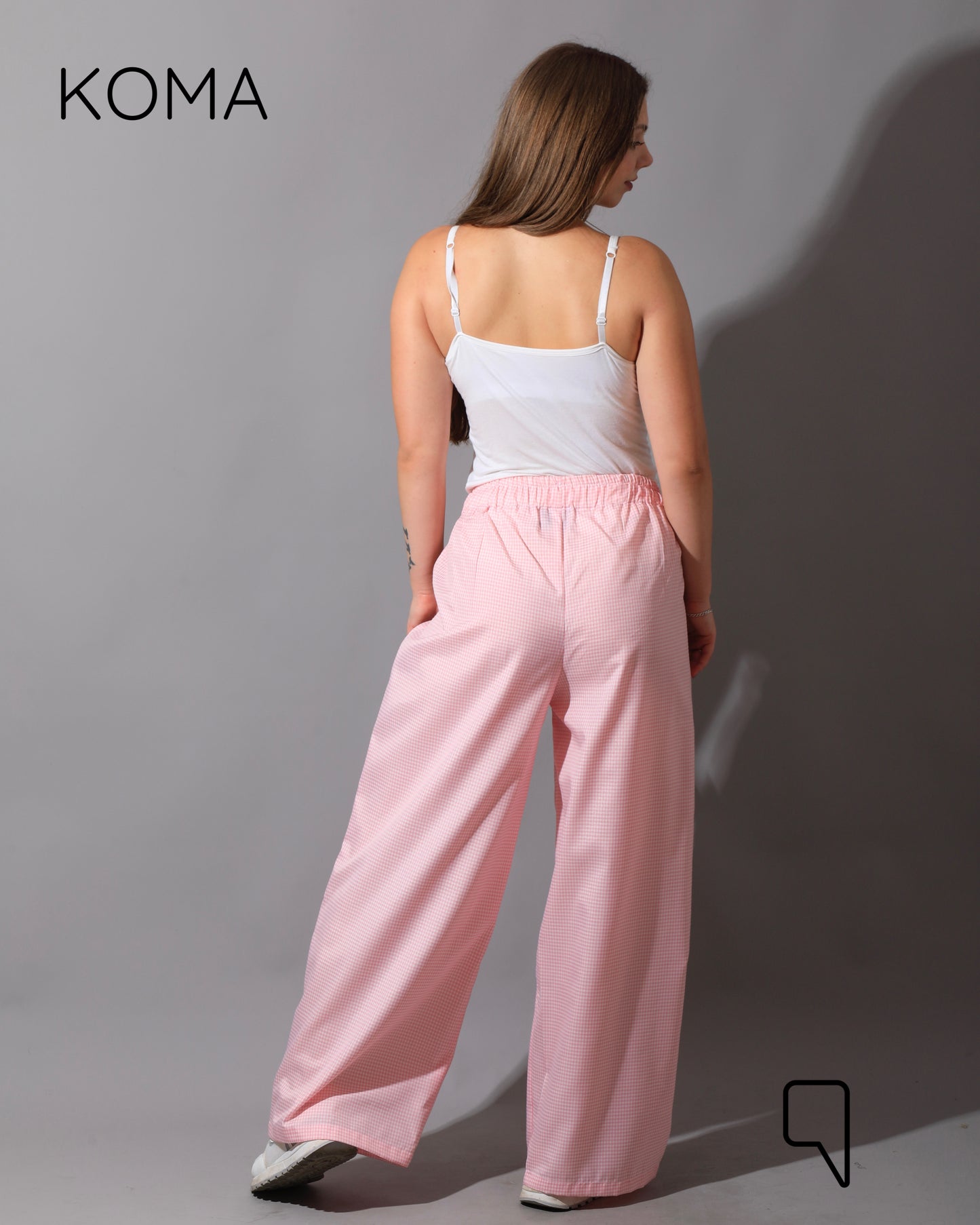 Plaid Straight Leg trousers - Plaid Pink