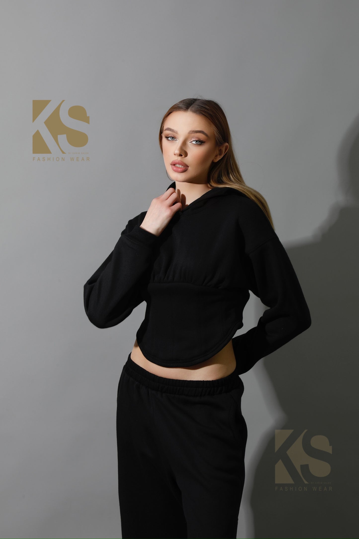 Corset Hoodie Set - Black