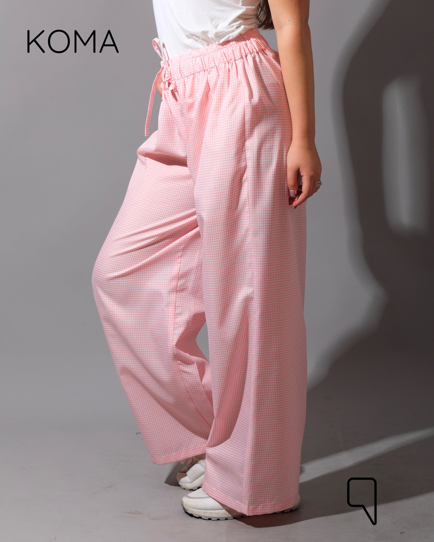Plaid Straight Leg trousers - Plaid Pink