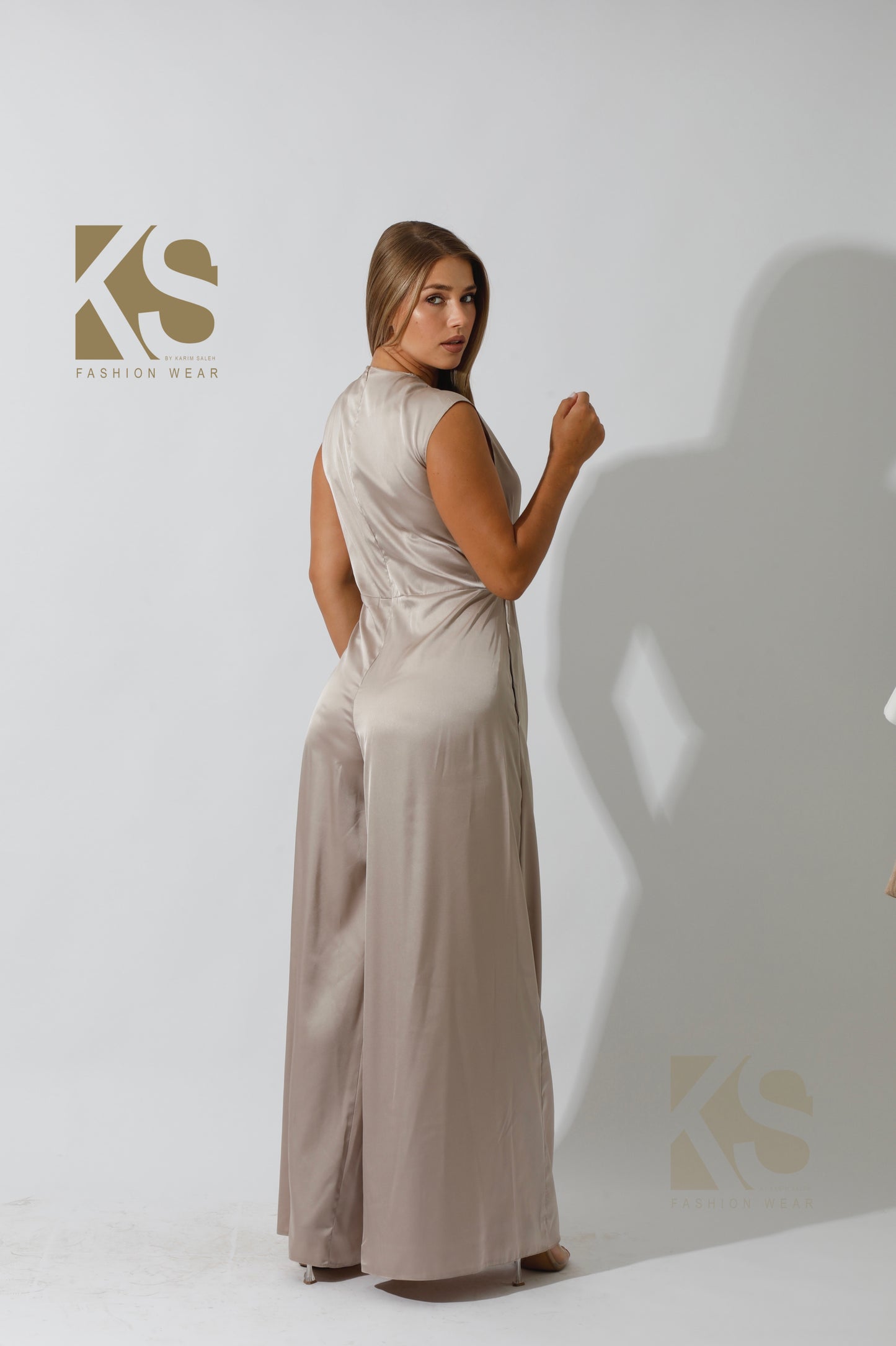 Flared Jumpsuit - Beige