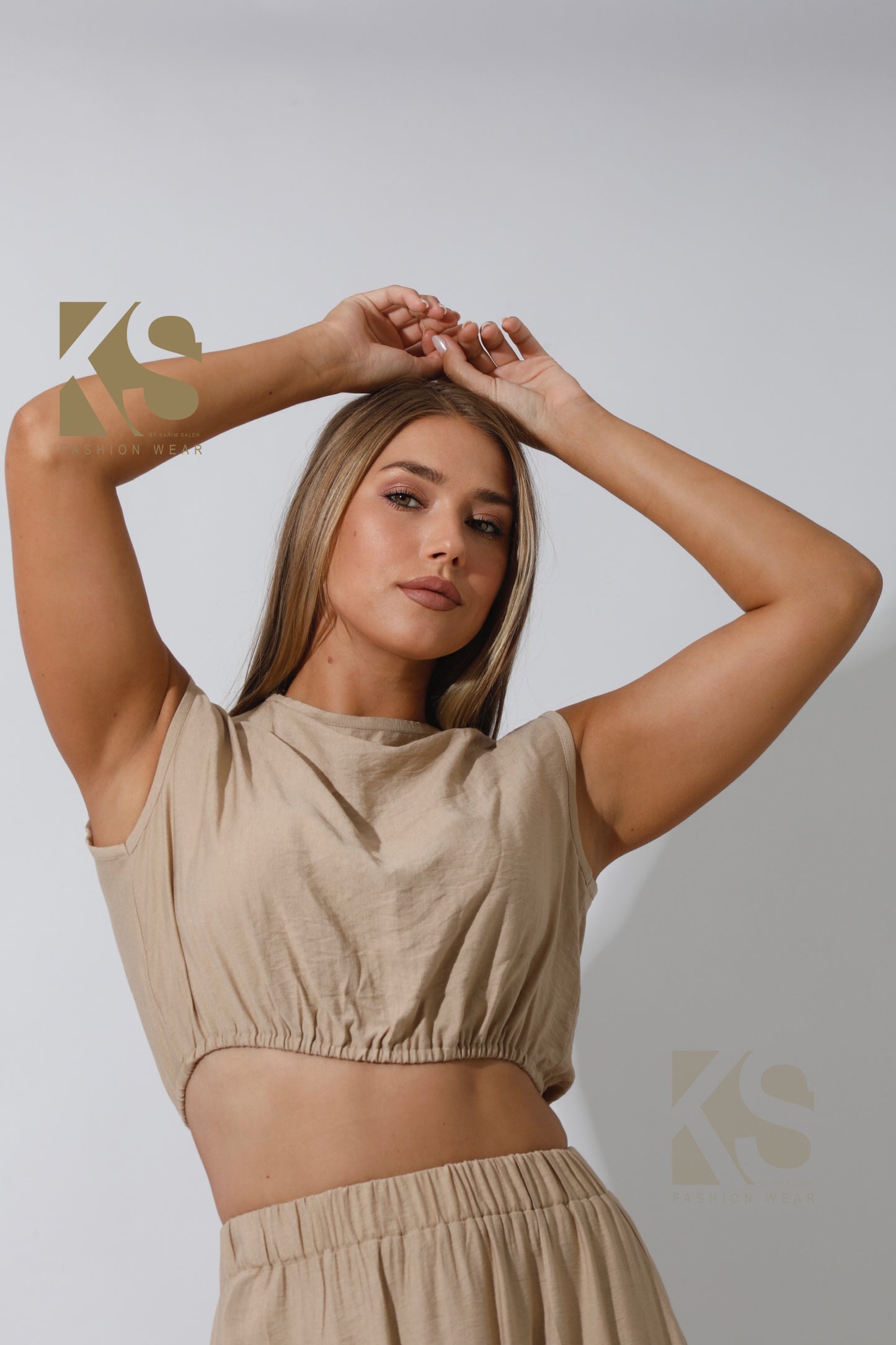 Co-Ord Crop Top - Beige