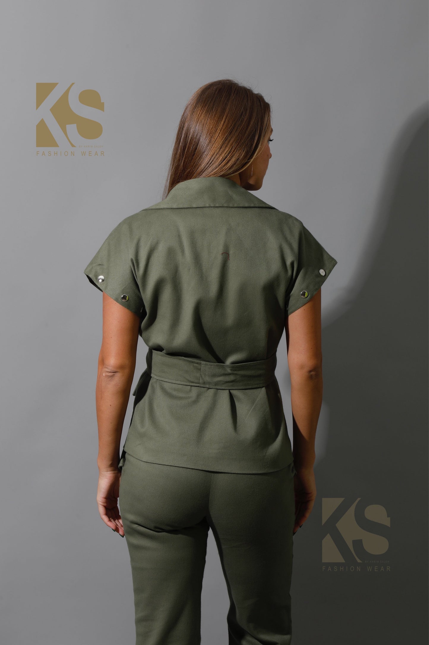 Co-Ord Detached Sleeves Jacket - Olive