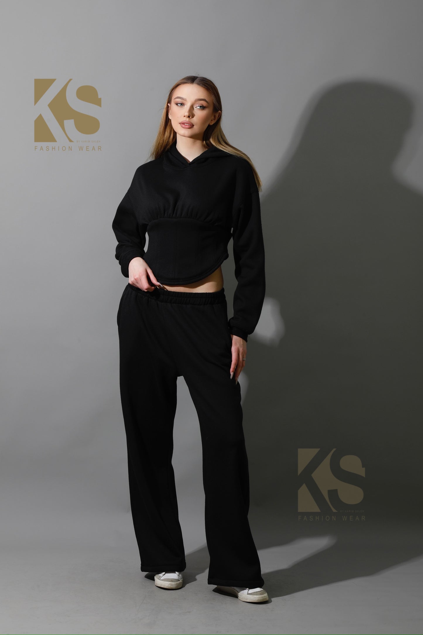 Corset Hoodie Set - Black