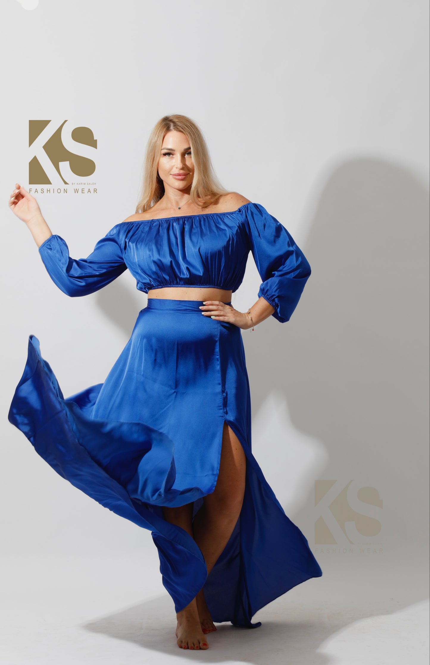 Off Shoulder Blouse - Electric Blue