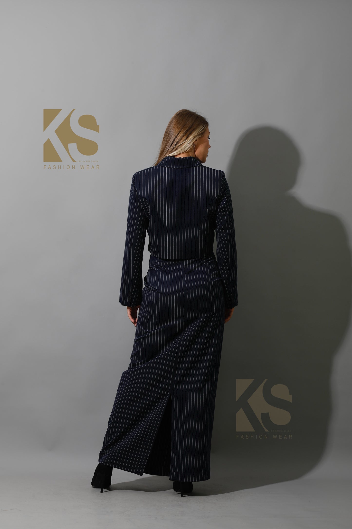 Striped Maxi Skirt Co-Ord - Navy