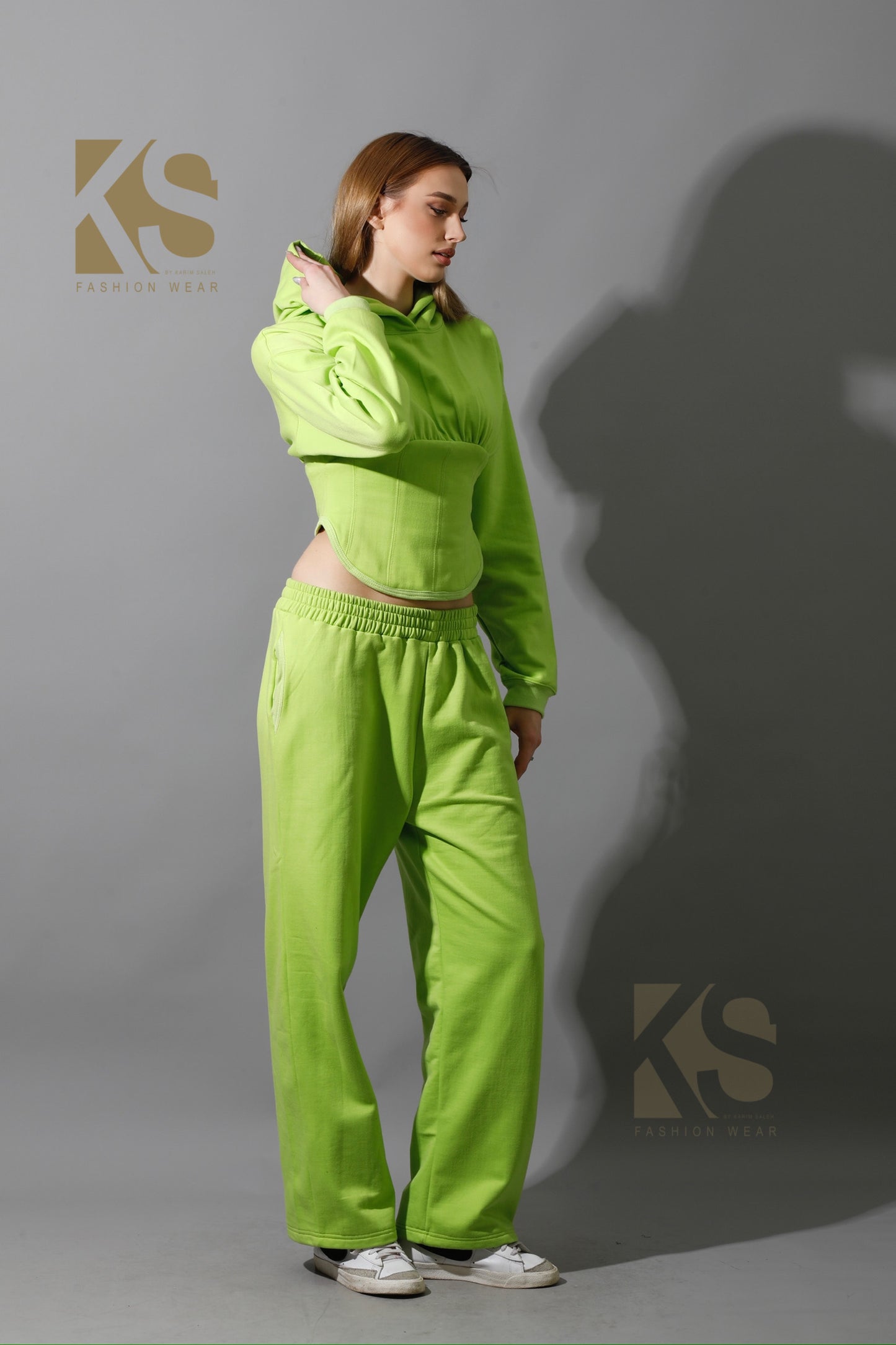 Corset Hoodie Set - Lime Green