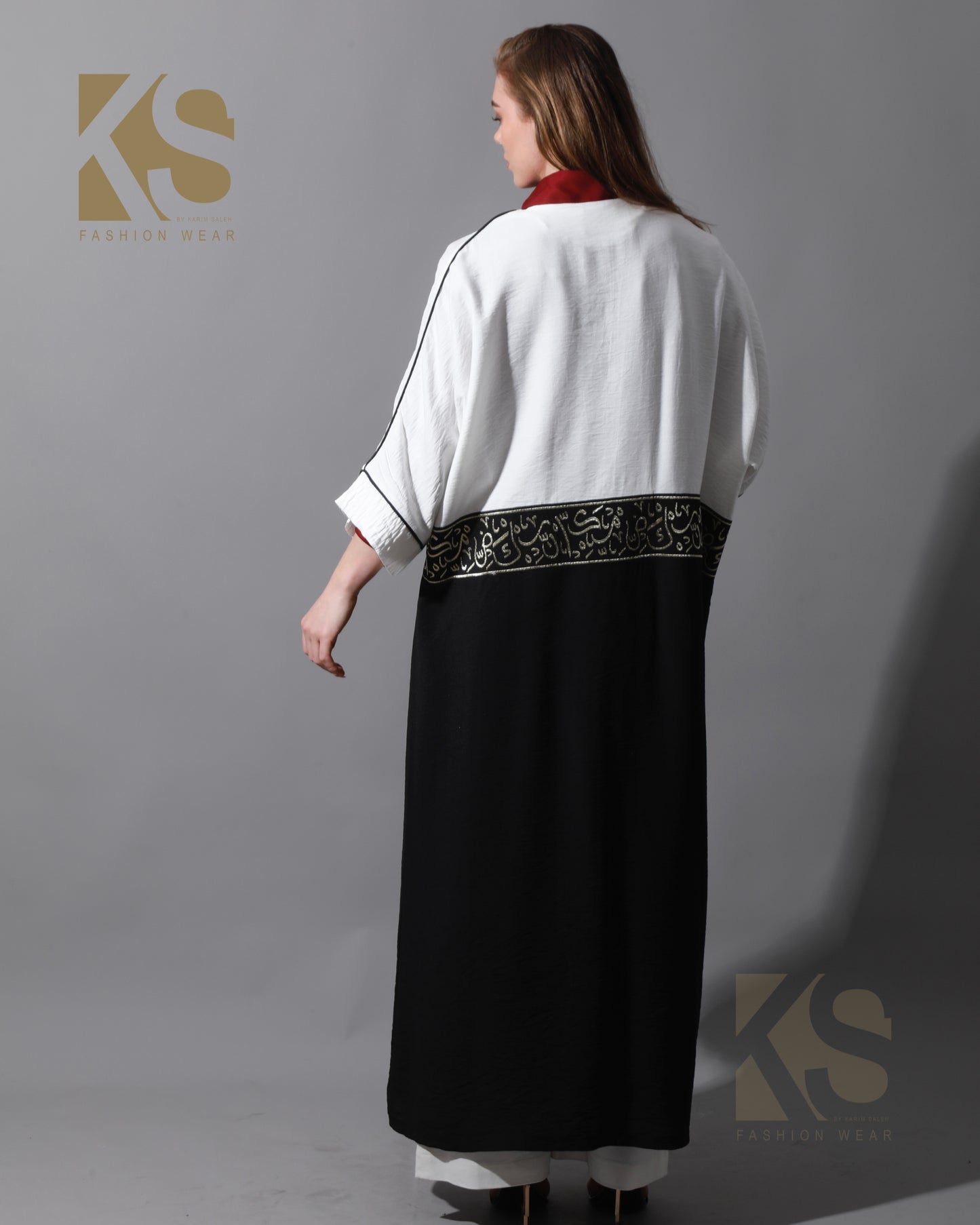 Double Colored Arabic Kaftan - Black & White