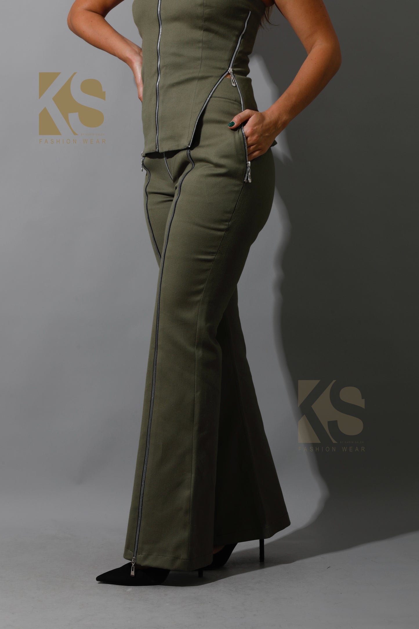 Co-Ord BootCut pants - Olive