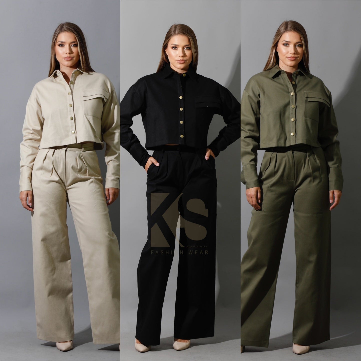 Co-ord Cropped Shirt - Olive