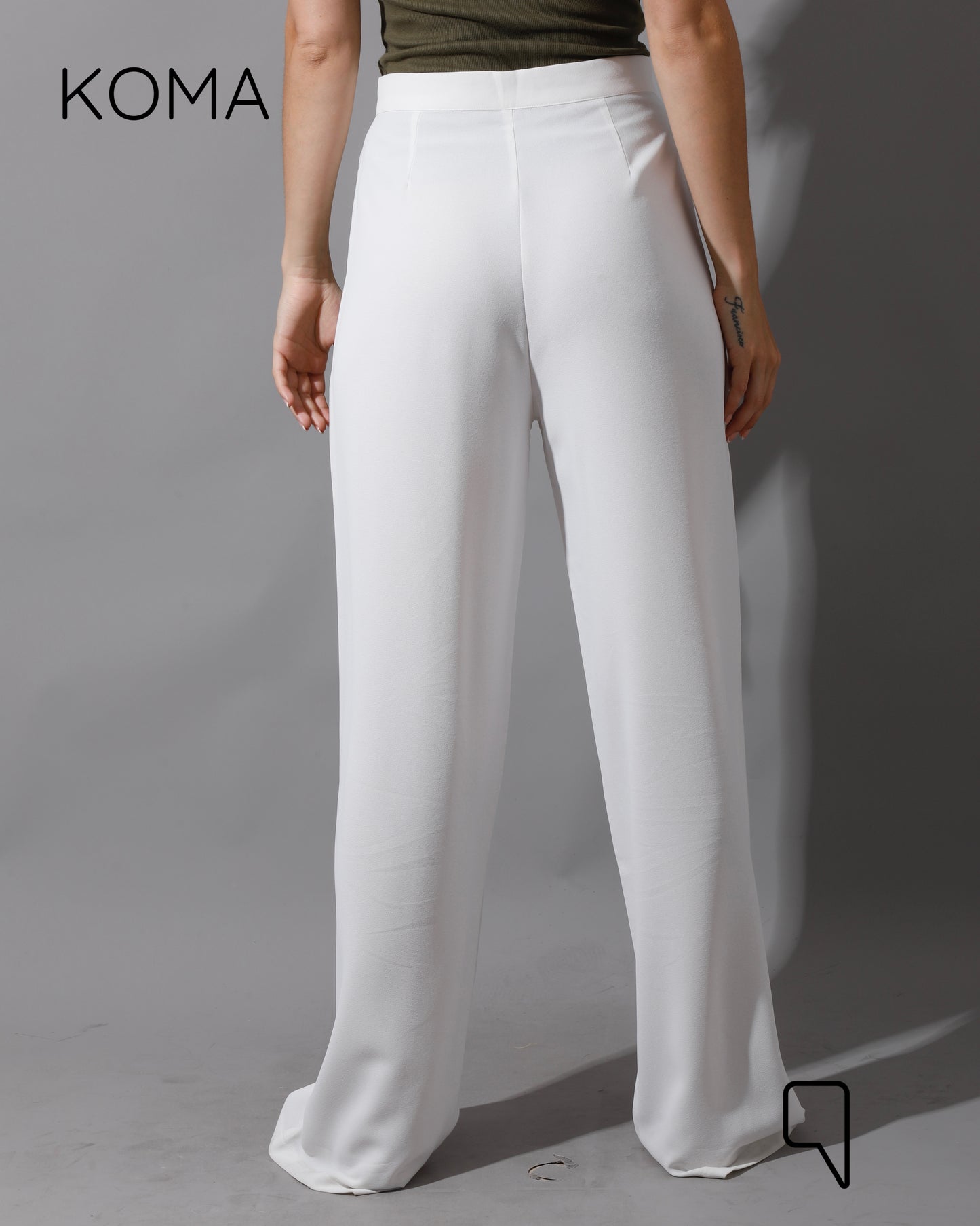 High Waist Straight Leg Trousers - White