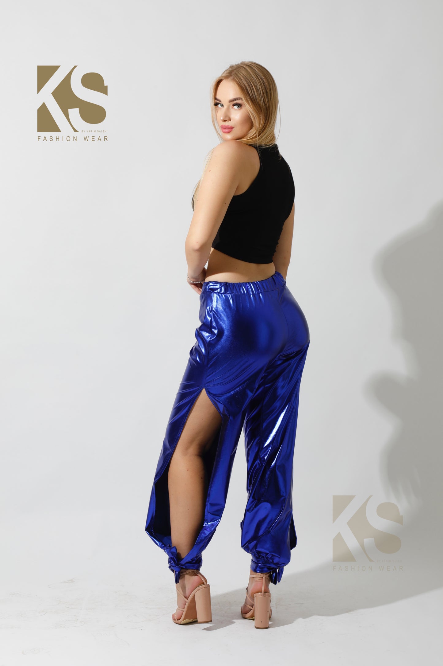 Side Slit Trousers - Electric Blue