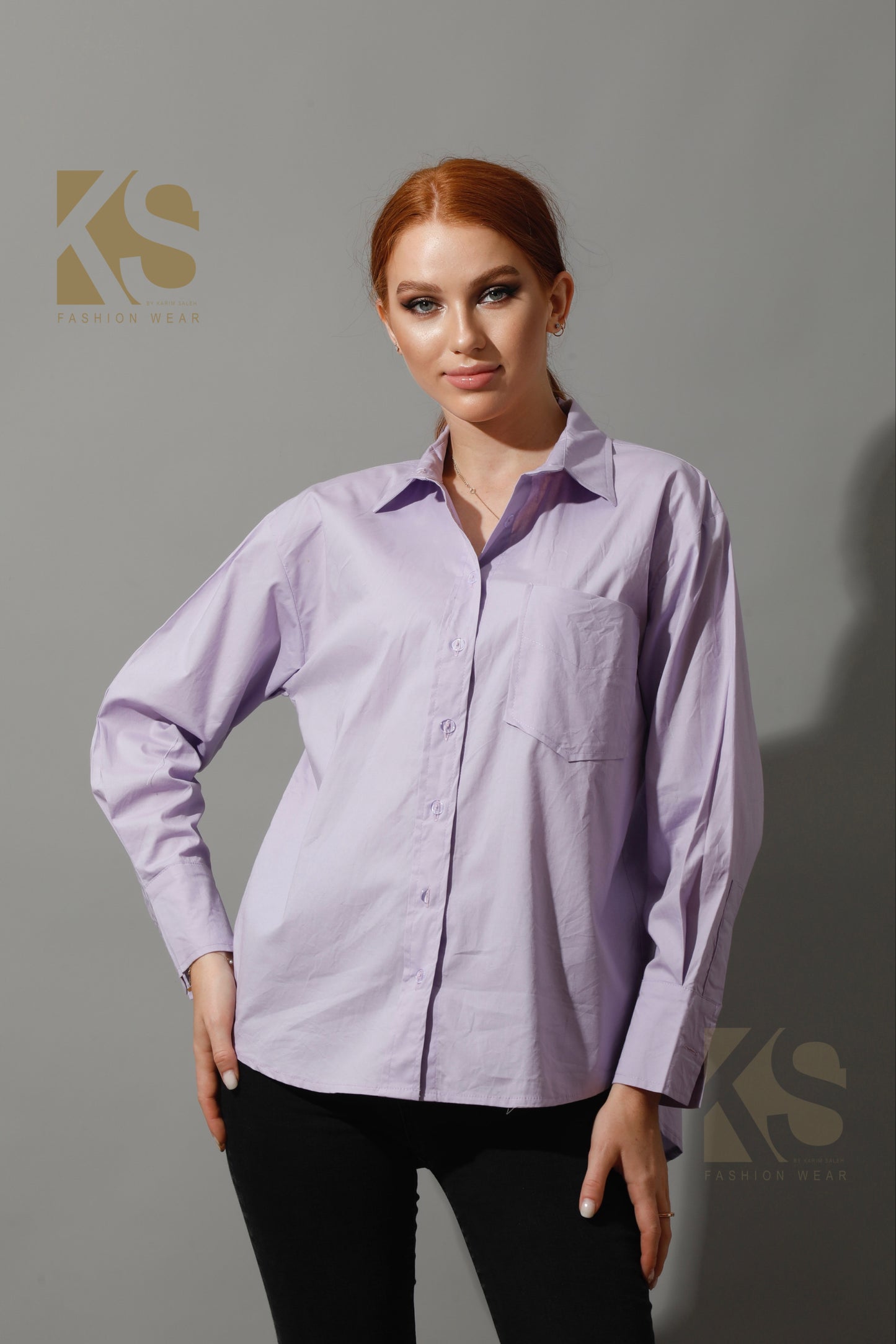 Back Slit Shirt - Lavender
